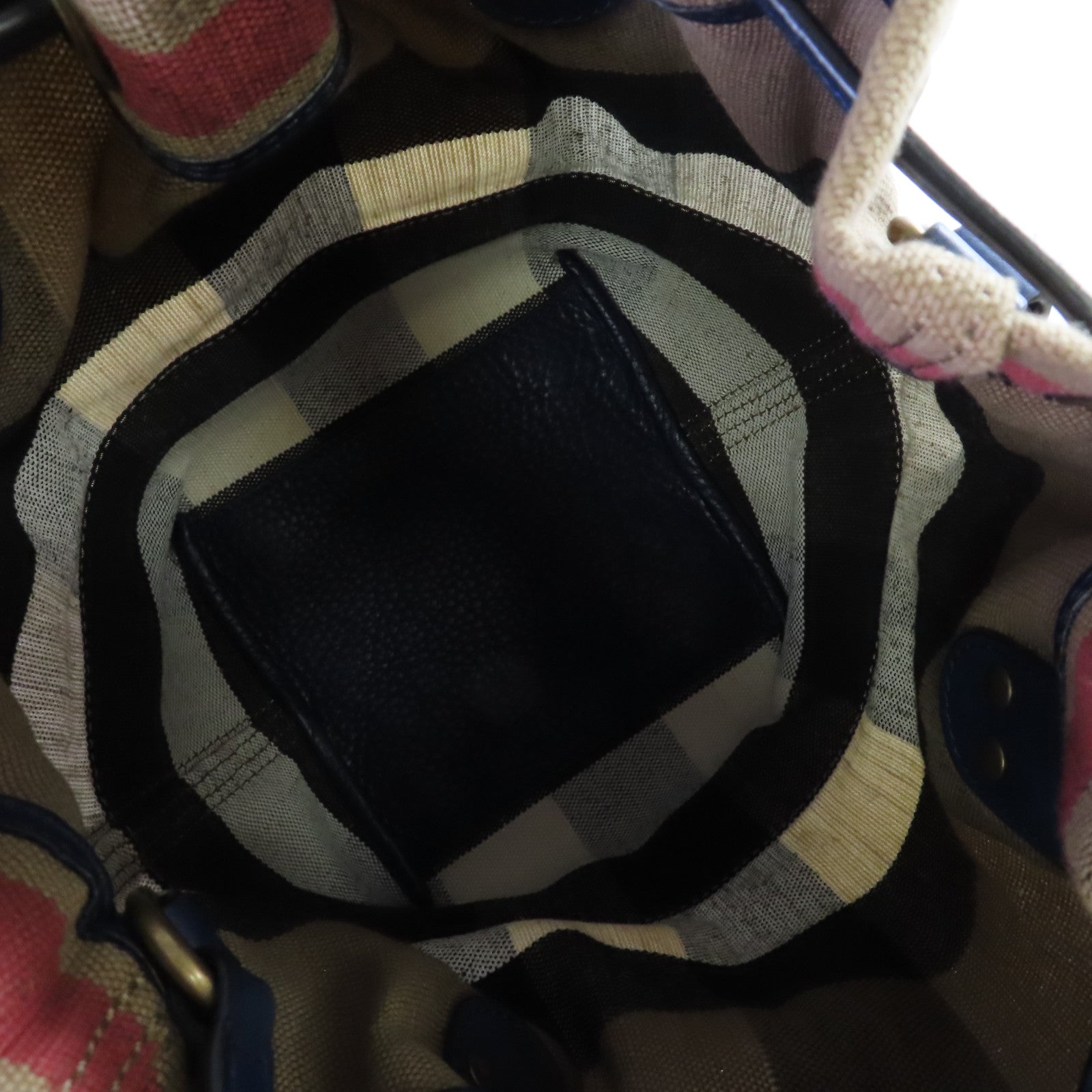 BURBERRY 帆布/牛皮皮革2Way Shoulder Bag金扣手挽肩背兩用袋啡色/藍色