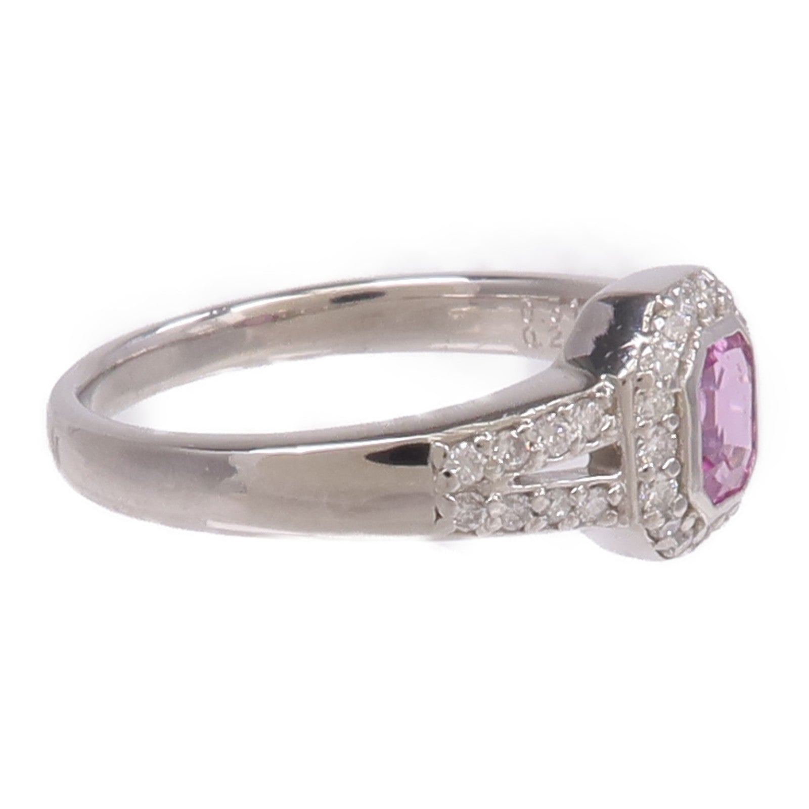 JEWELRY PT900鉑金Ring粉紅色藍寶石/鑽石戒指
