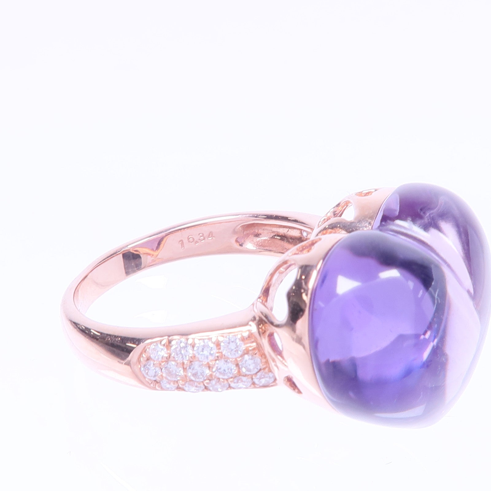 JEWELRY 18K黃金Amethyst Diamond Ring紫晶/鑽石戒指US#7.5