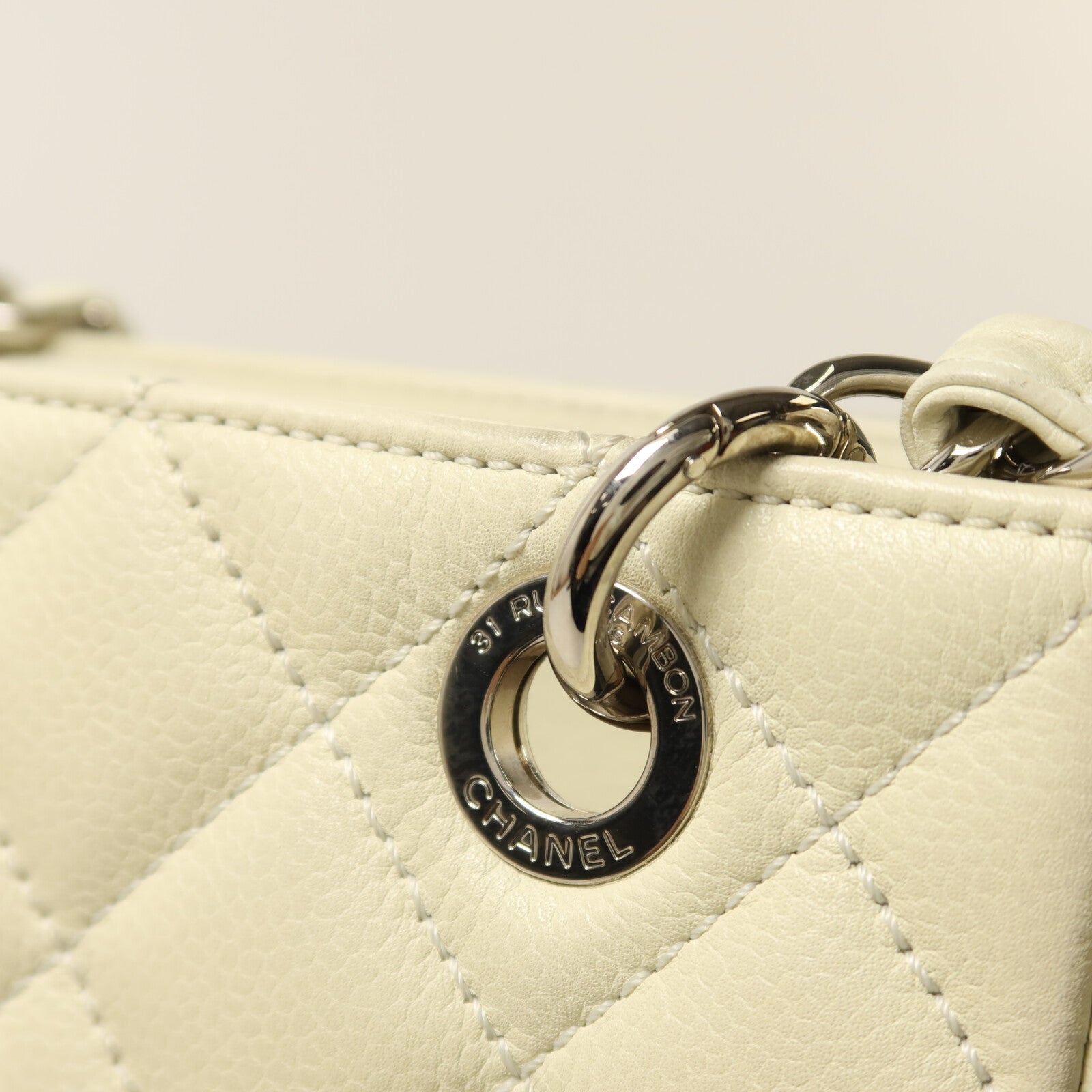 CHANEL 牛皮皮革PST Petite Shopping Tote Bag銀扣鏈帶手挽袋