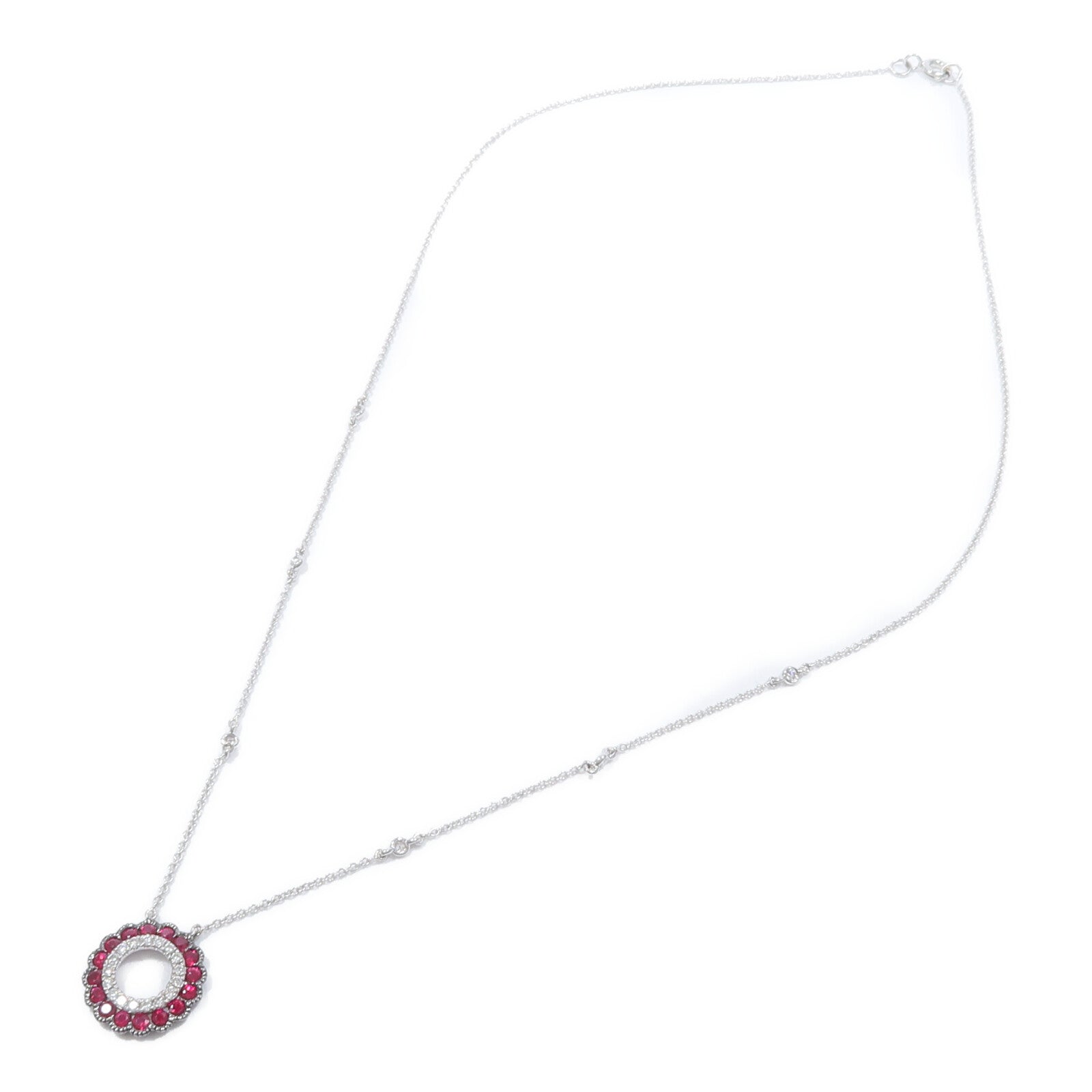 JEWELRY 18K白金Ruby Diamond紅寶石/鑽石項鍊