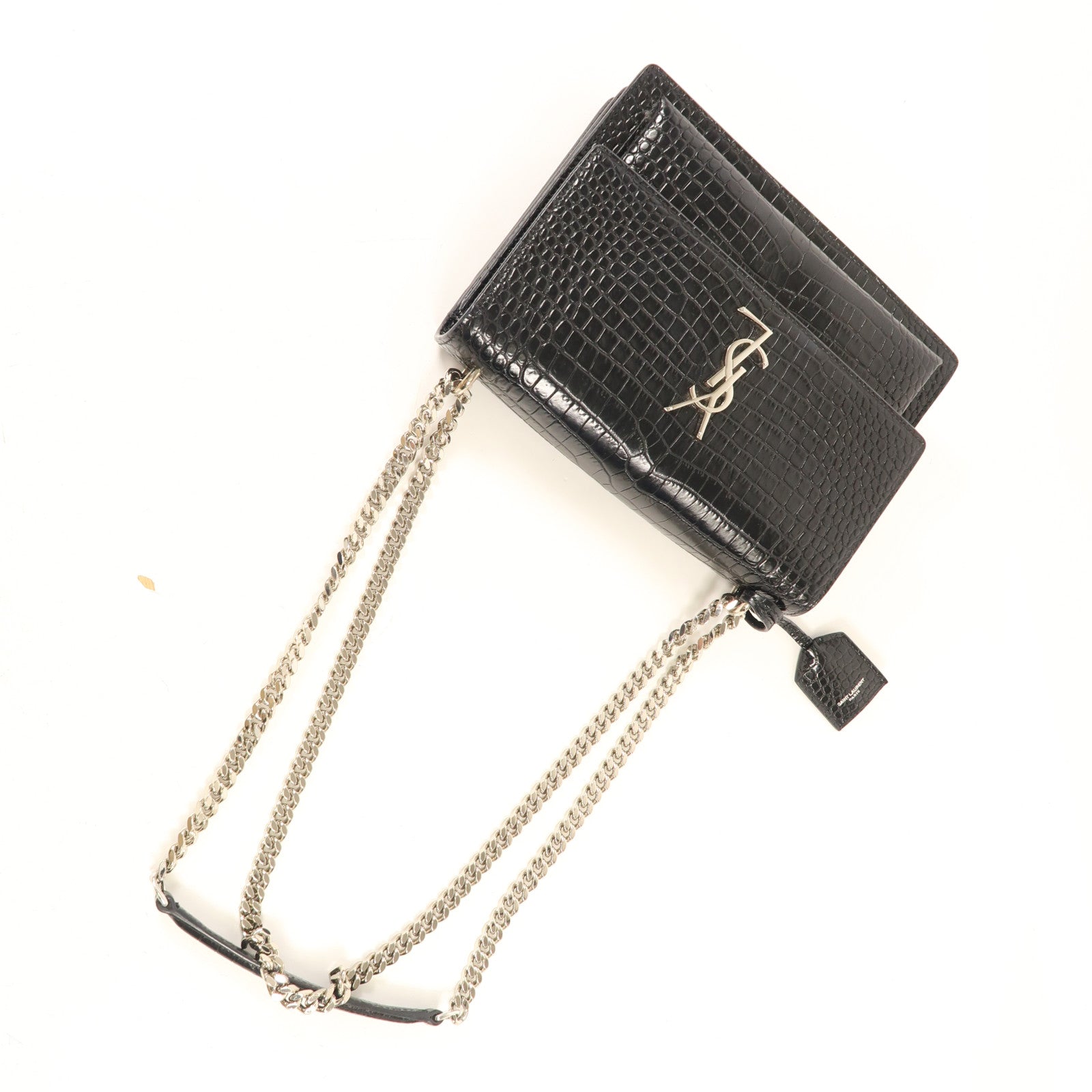 SAINT LAURENT 牛皮皮革Sunset Medium銀扣鏈帶肩背袋