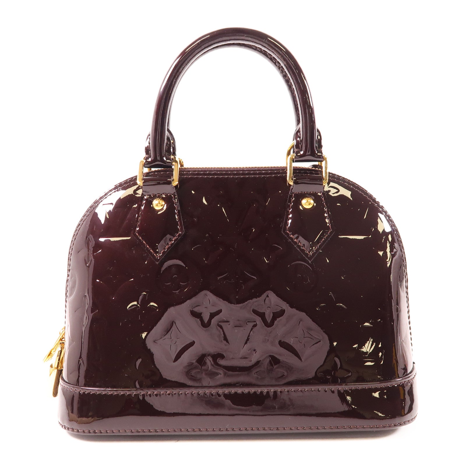 LOUIS VUITTON Vernis Alma BB金扣手挽肩背兩用袋酒紅色