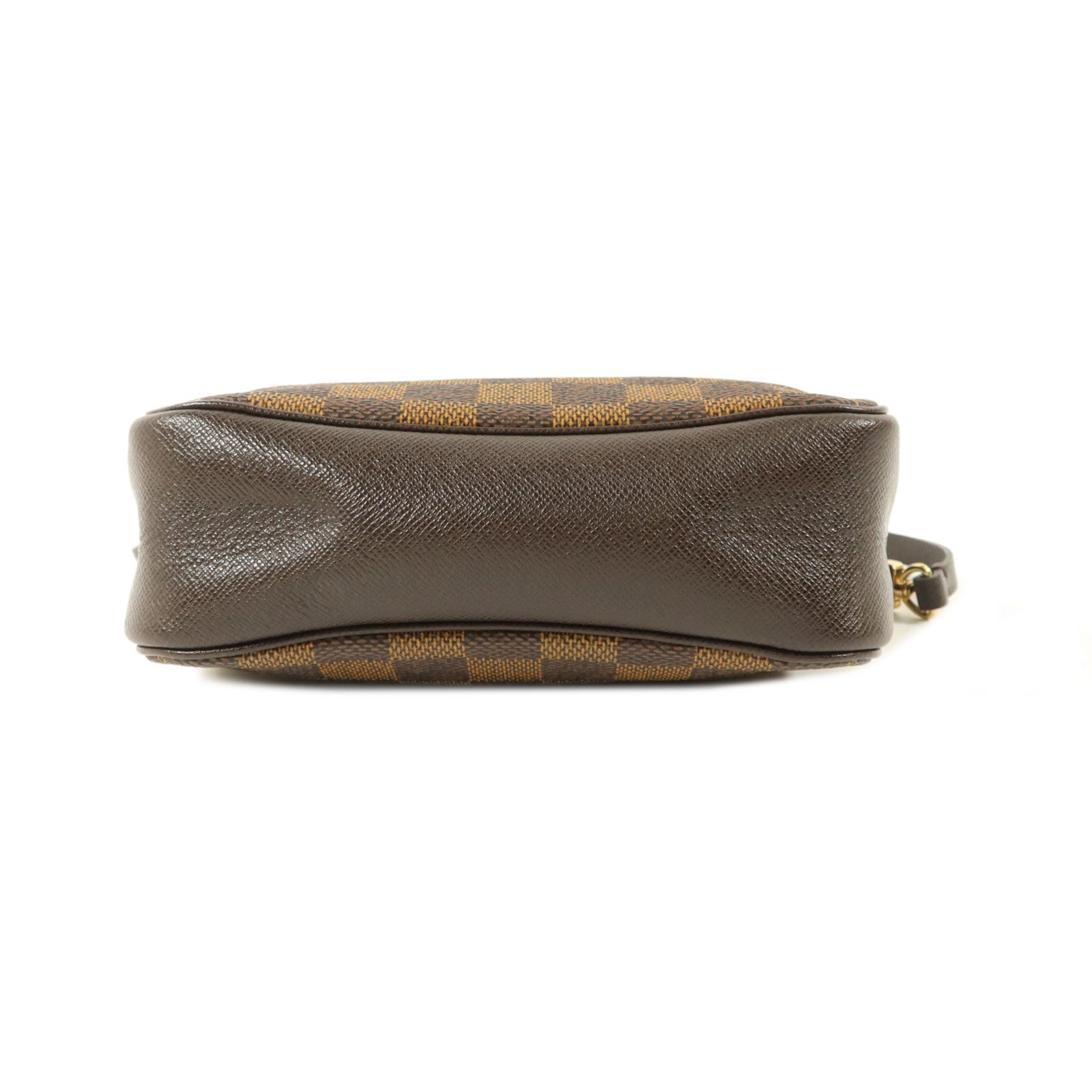 LOUIS VUITTON Damier Trousse Makeup Accessory Pouch金扣手挽袋棕色