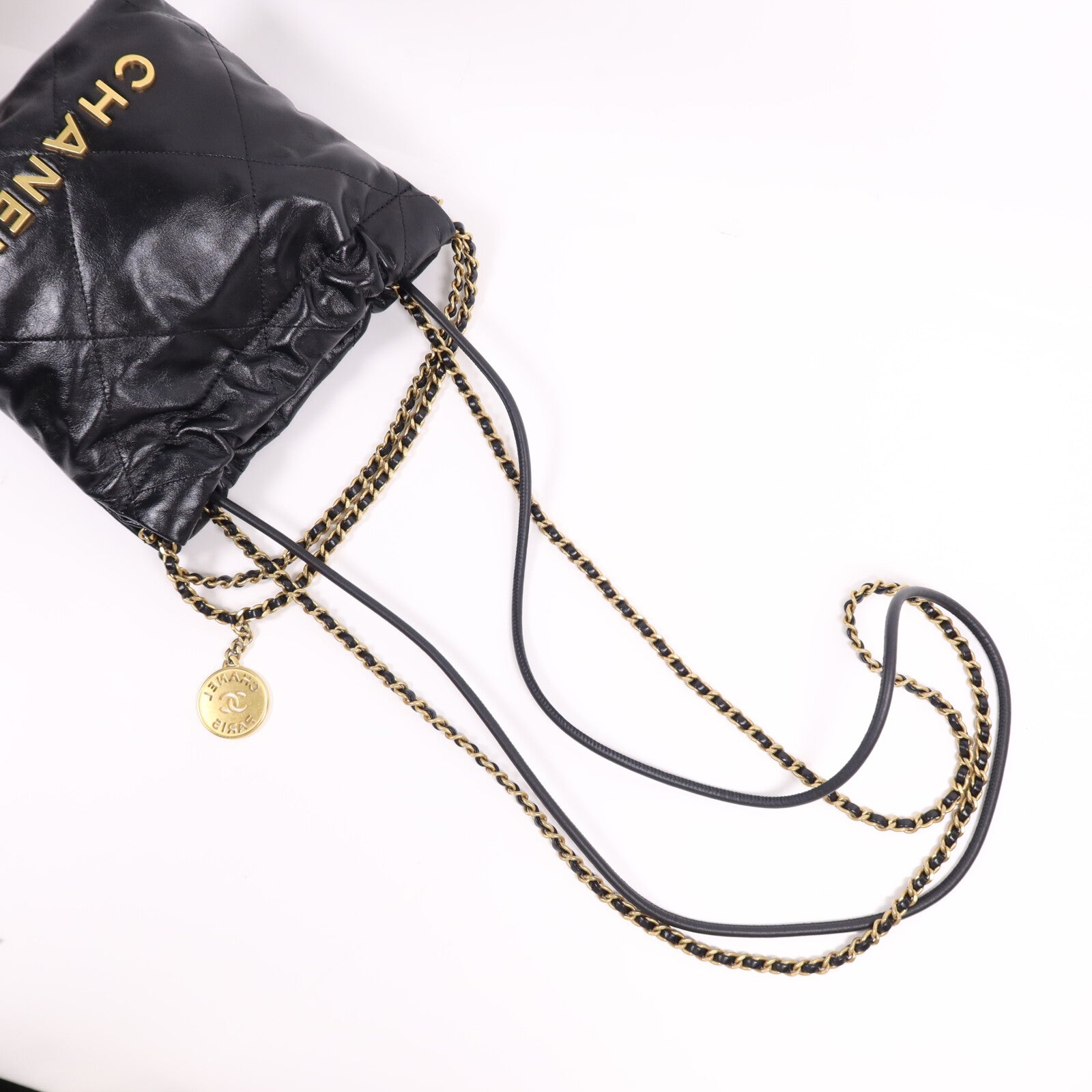 CHANEL 【激減優惠】牛皮皮革Chanel 22 Mini金扣鏈帶肩背袋