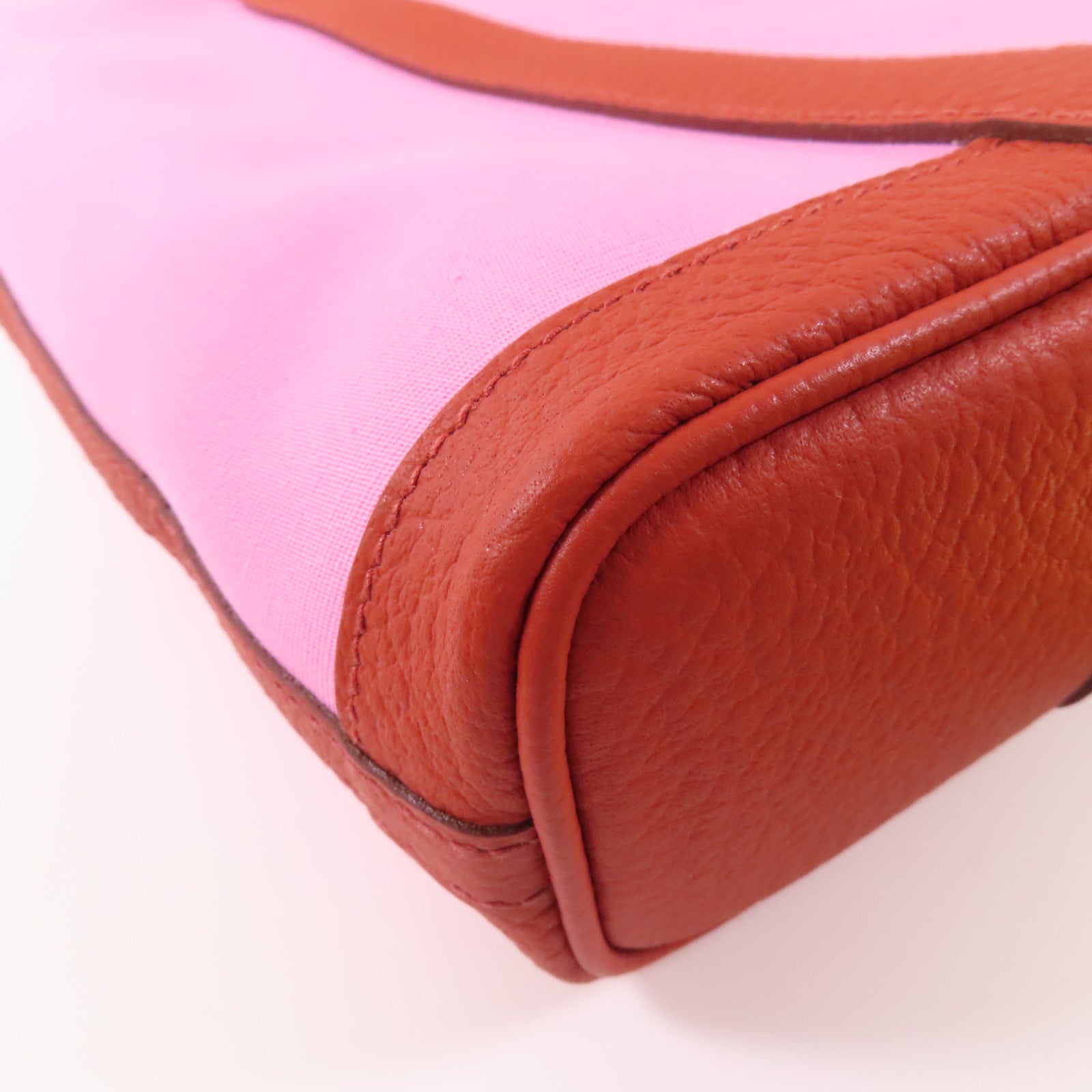 HERMES 【激減優惠】帆布Garden File PM銀扣手挽肩背兩用袋Rouge Duchesse