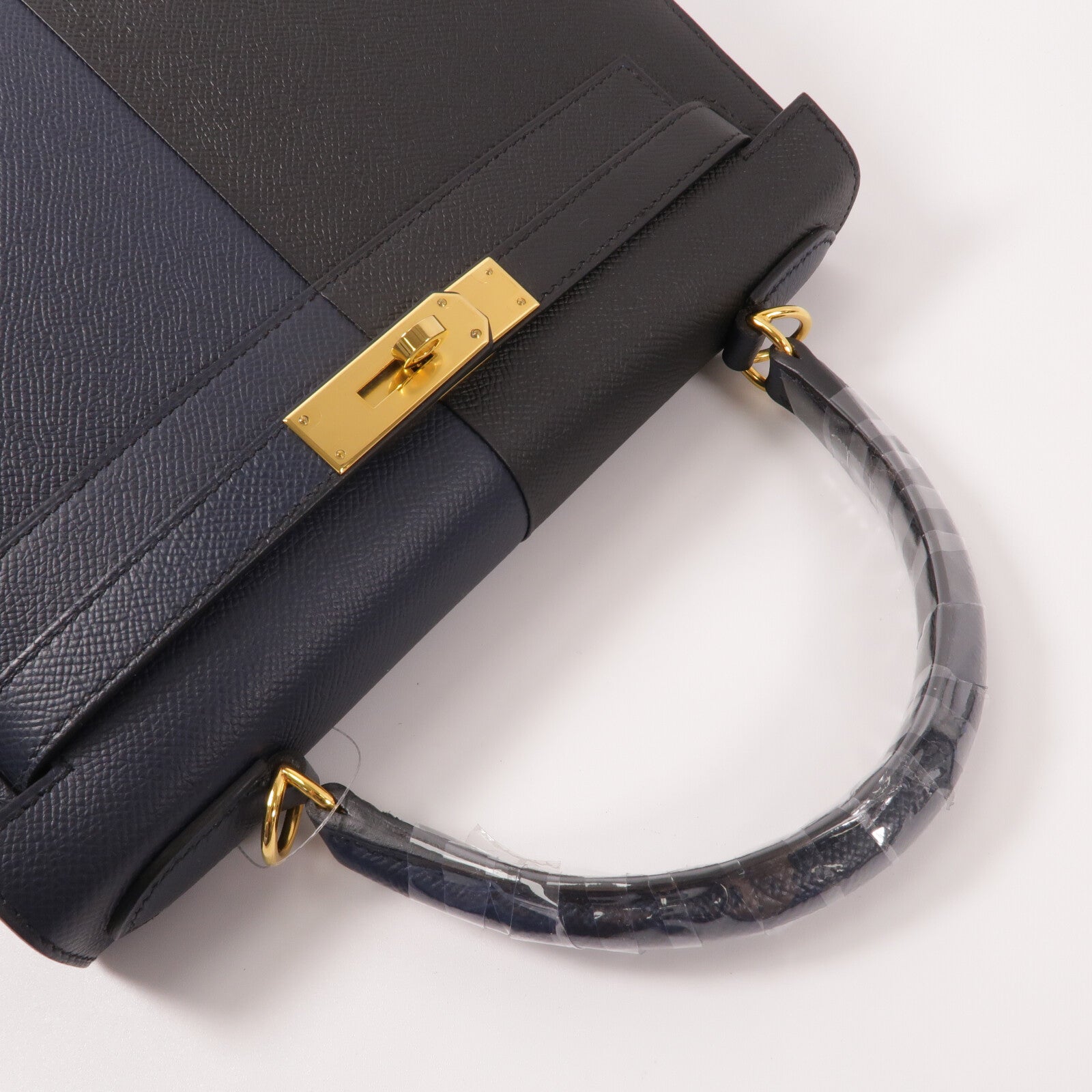 HERMES Epsom皮革Kelly 28手挽肩背兩用袋Blue Indigo