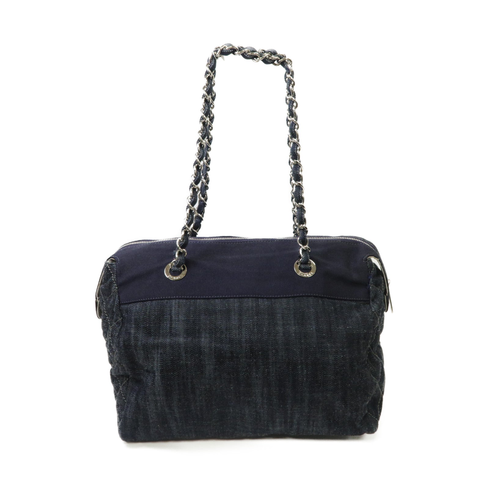 CHANEL **【激減優惠】牛仔布Chain Shouldre Bag銀扣鏈帶肩背袋藍色