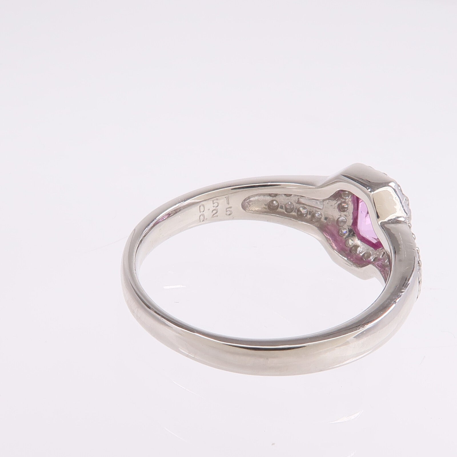 JEWELRY PT900鉑金Ring粉紅色藍寶石/鑽石戒指
