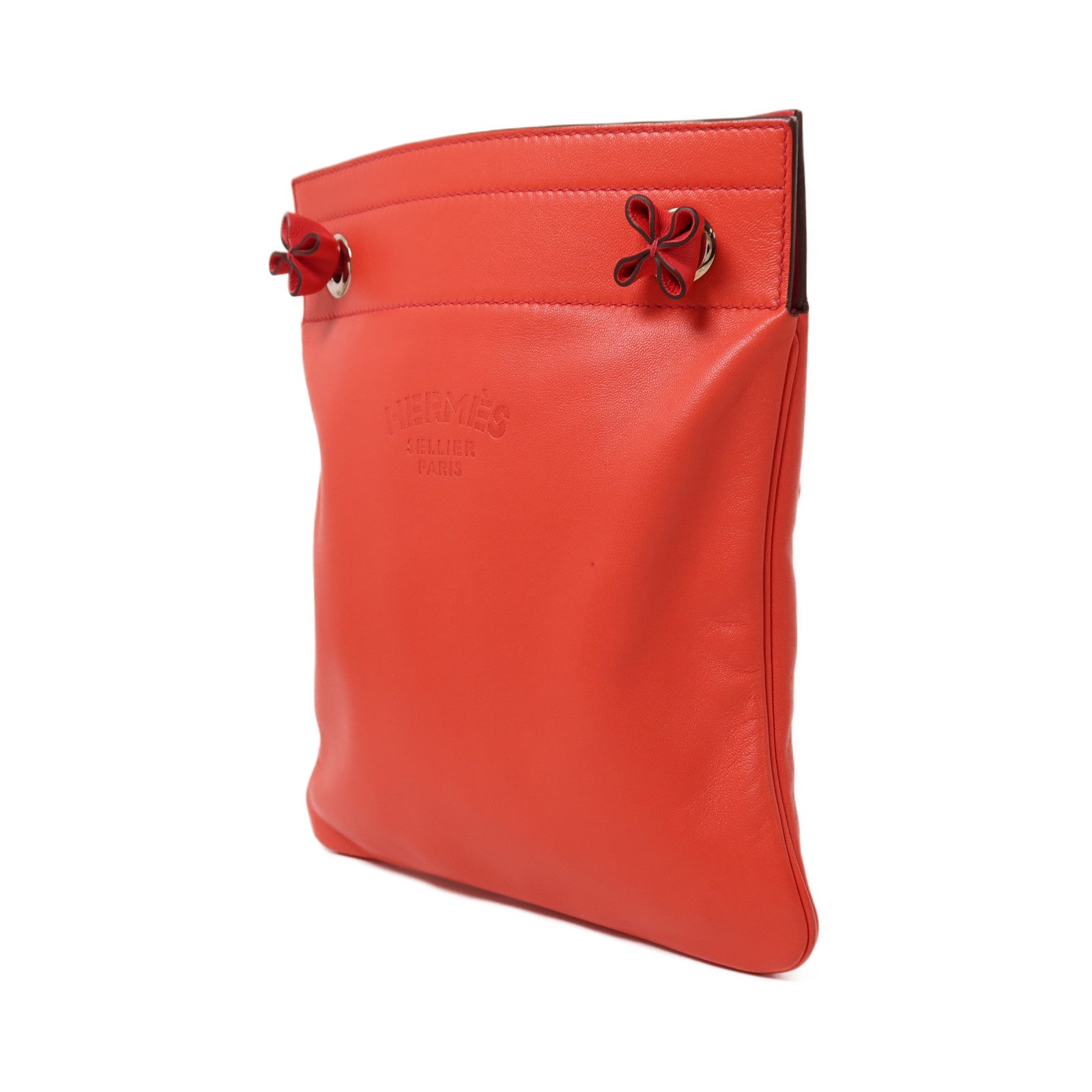HERMES Swift皮革Aline Mini銀扣肩背袋Rouge Indien