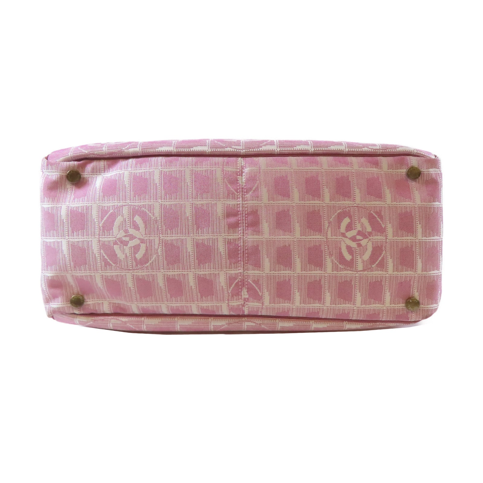 CHANEL 尼龍New Travel Line Tote銀扣手挽袋粉紅色