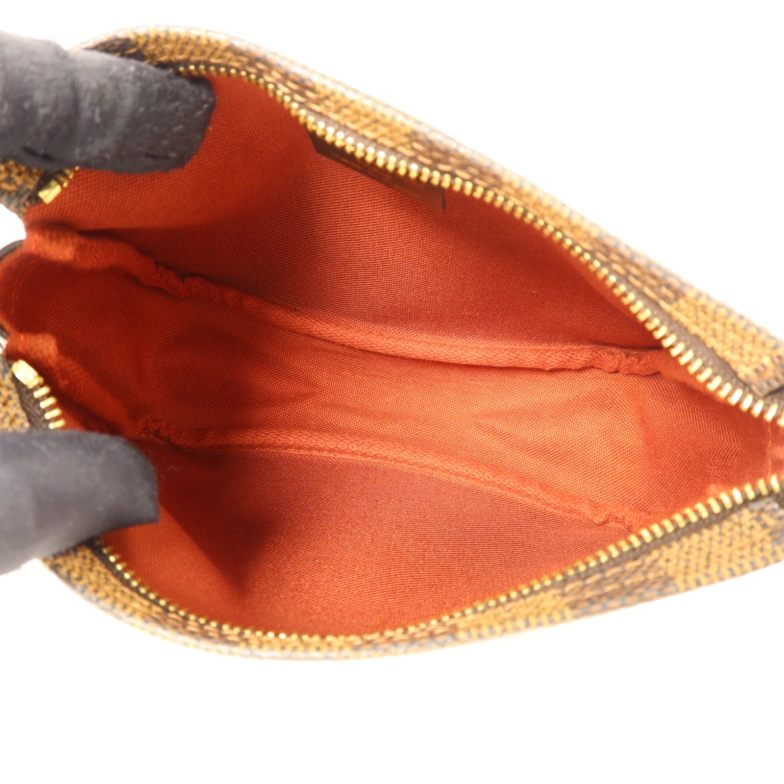 LOUIS VUITTON Damier Trousse Makeup Accessory Pouch金扣手挽袋棕色