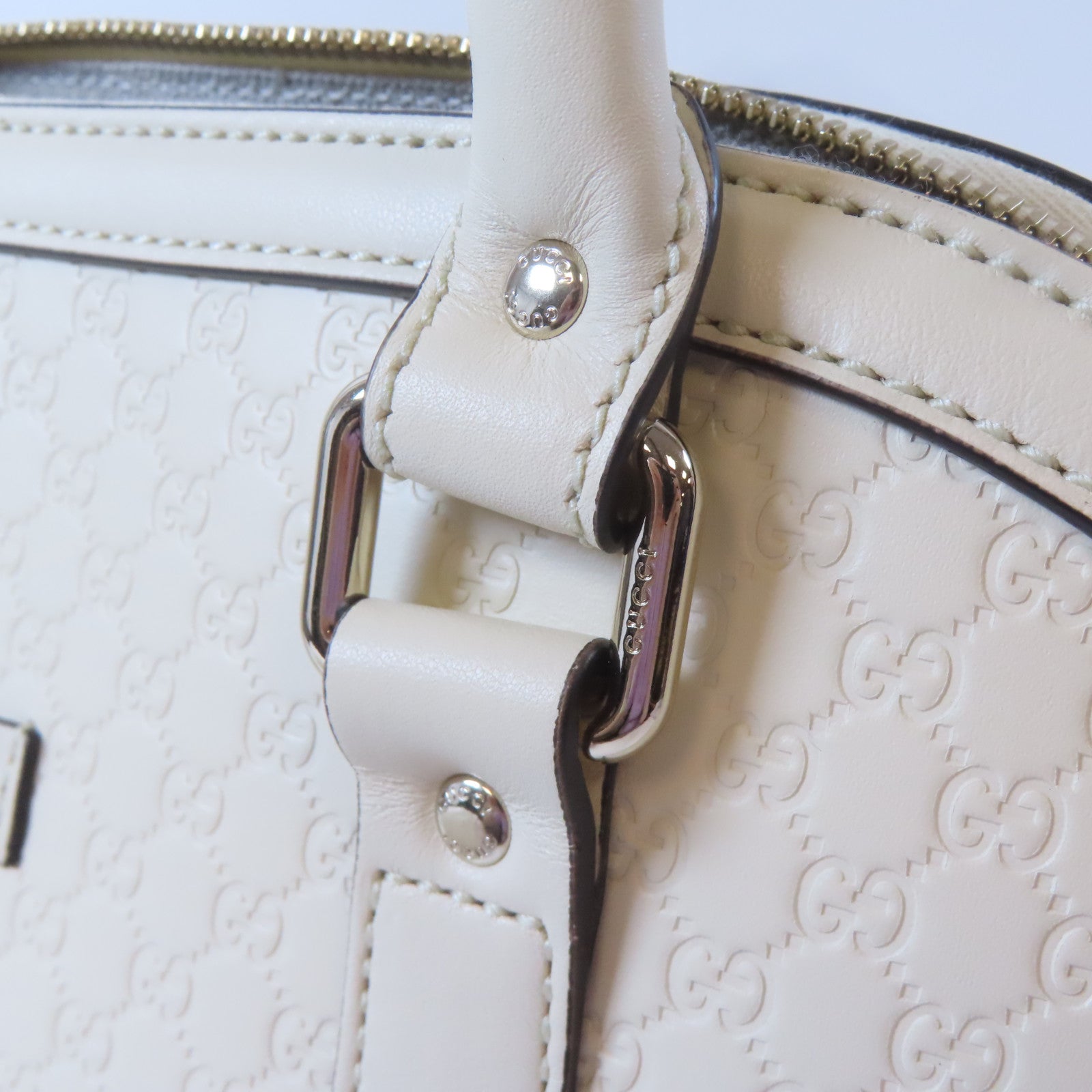 GUCCI 【激減優惠】皮革2 Way Shoulder Bag金扣手挽肩背兩用袋米色