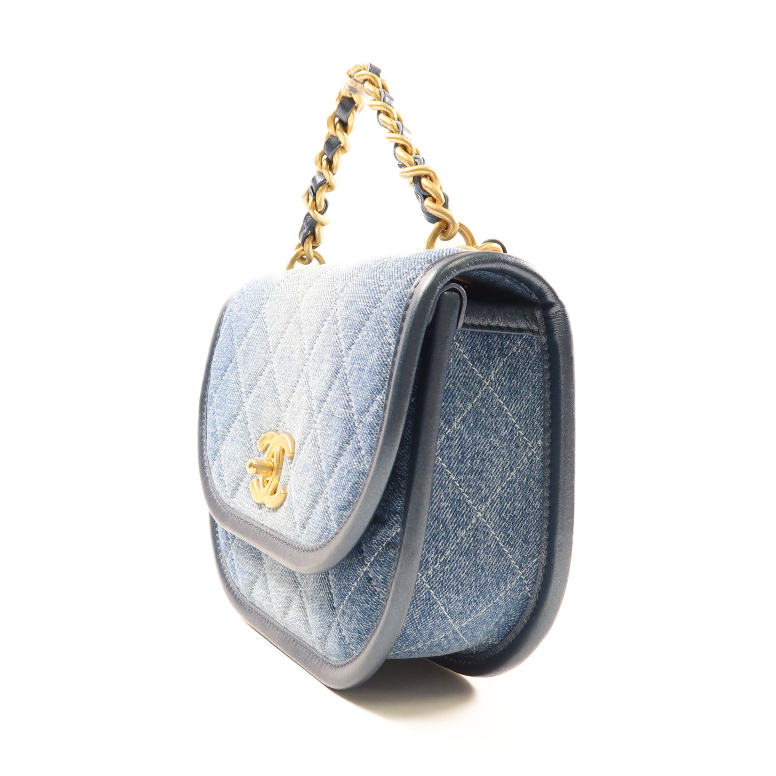 CHANEL【激減優惠】 牛仔布Messenger Bag金扣手挽肩背兩用袋
