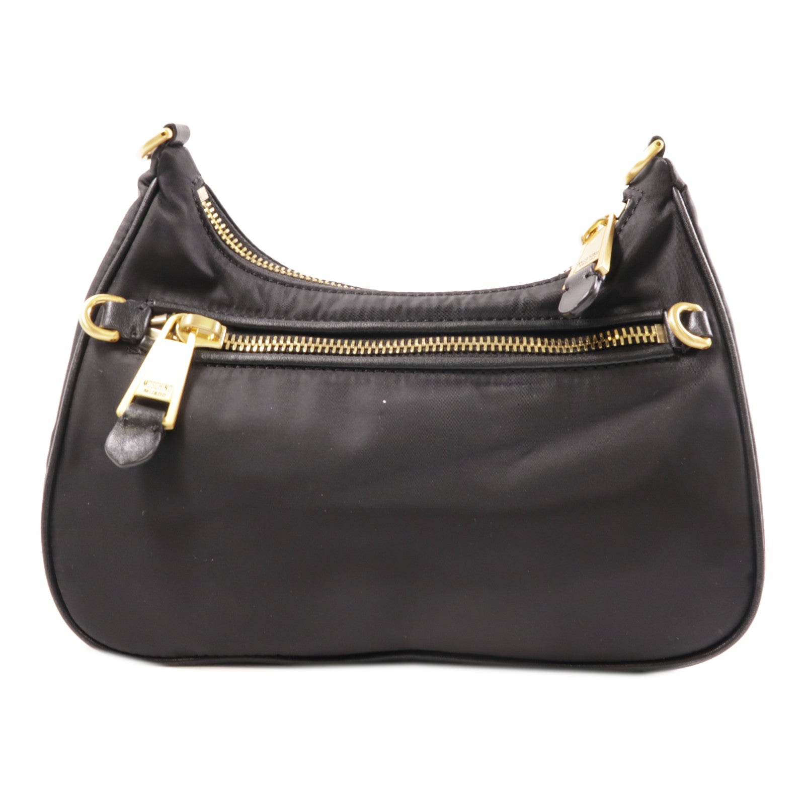 MOSCHINO 尼龍Shoulder Bag金扣肩背袋黑色