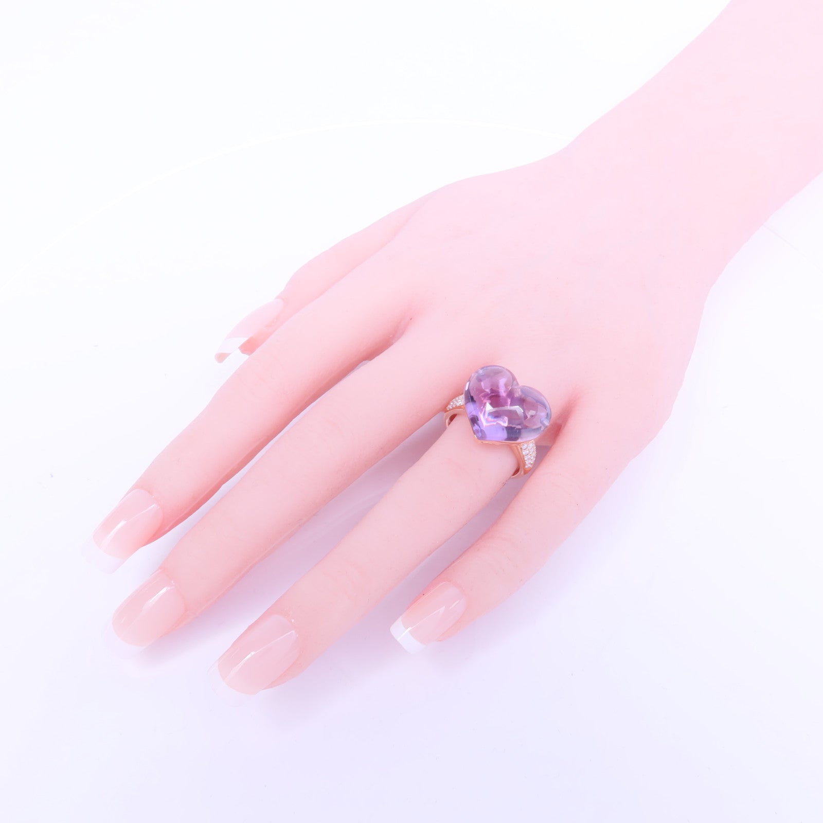 JEWELRY 18K黃金Amethyst Diamond Ring紫晶/鑽石戒指US#7.5