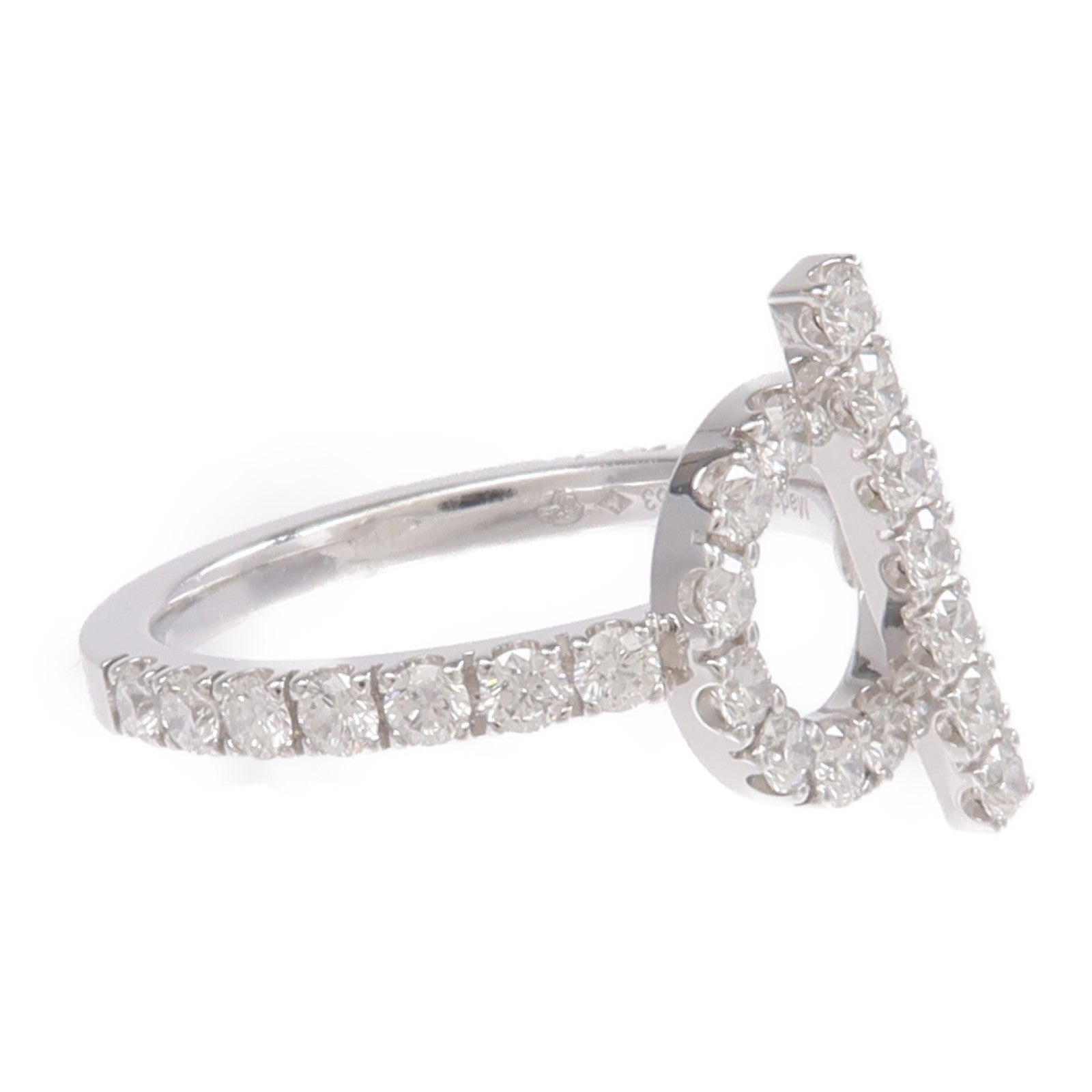 HERMES 18K白金Finesse Ring鑽石戒指Hermes#53/US#6.5