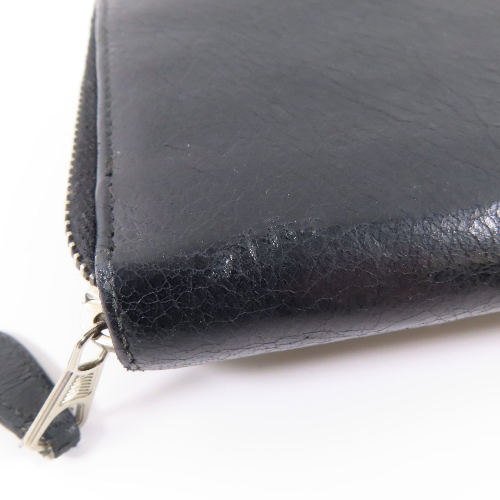 BALENCIAGA 牛皮皮革Long Wallet銀扣長錢包黑色