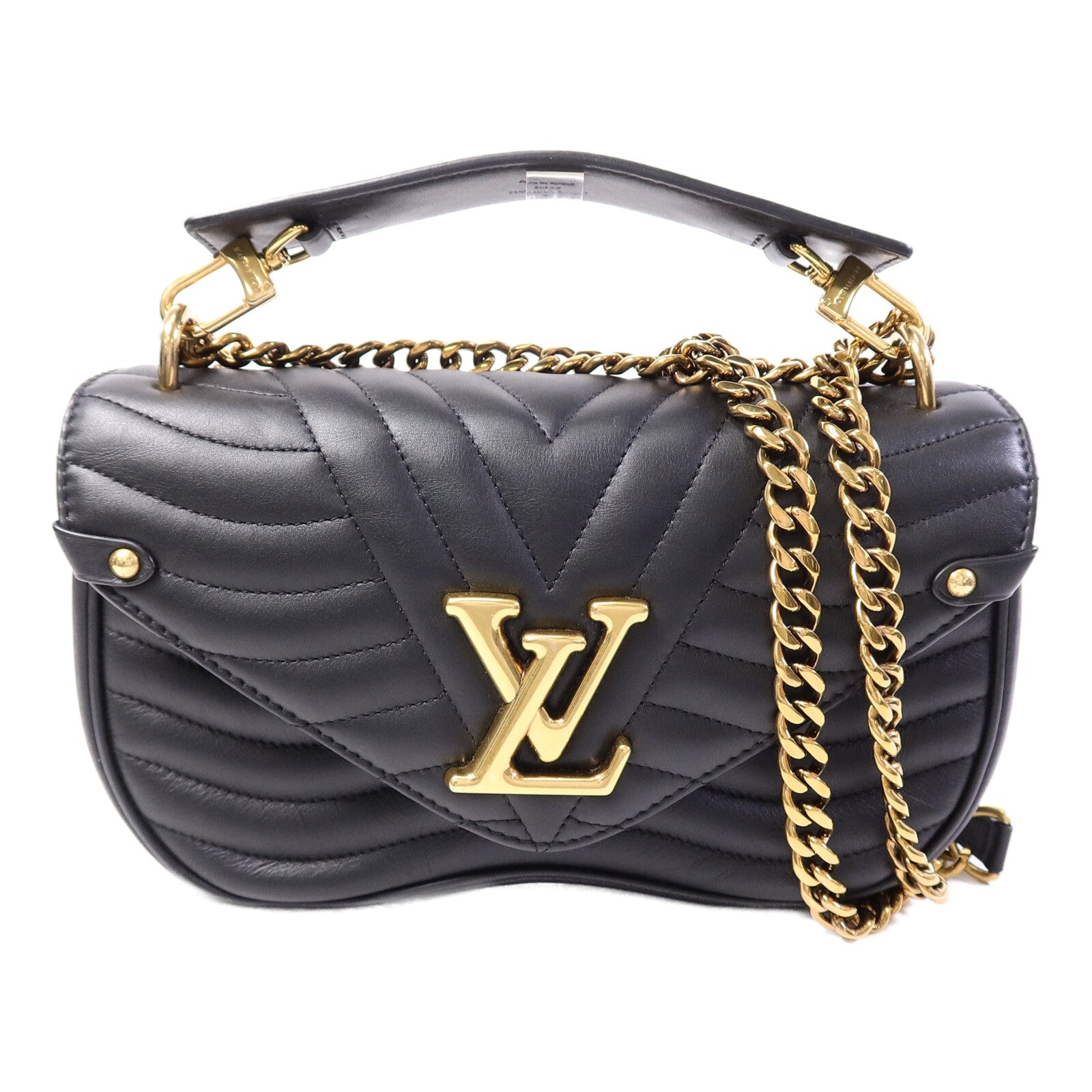 LOUIS VUITTON 牛皮皮革New Wave Chain MM鏈帶手挽肩背兩用袋