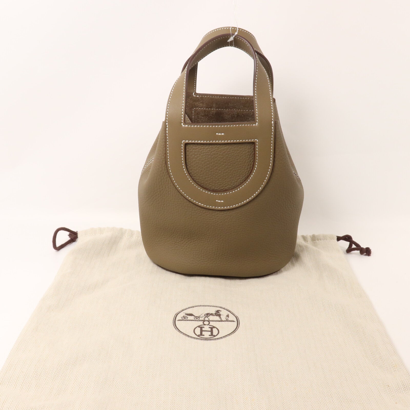 HERMES Clemence皮革In The Loop 18手挽袋Etoupe