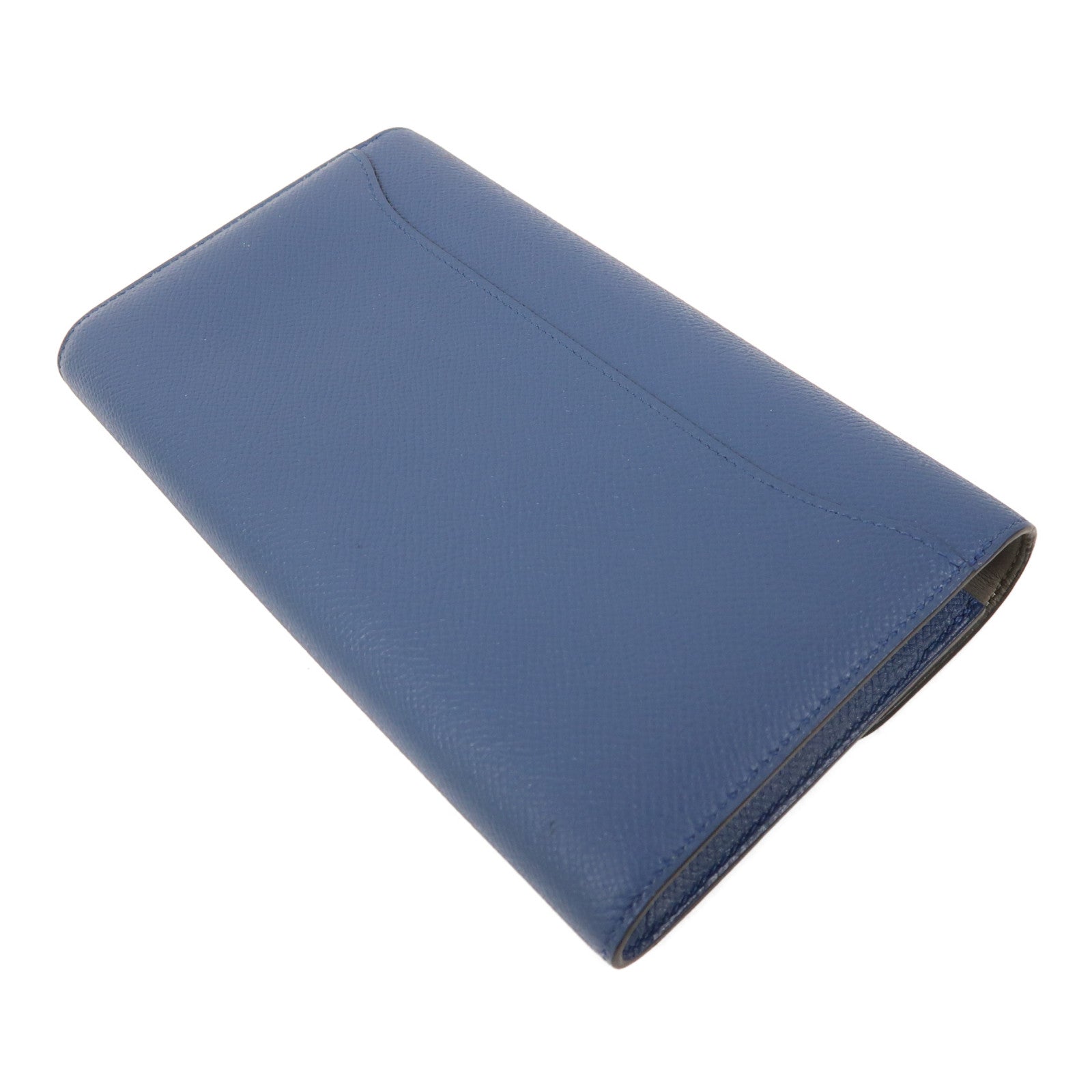HERMES Epsom皮革Constance Long Wallet銀扣長錢包R2 Bleu Agate
