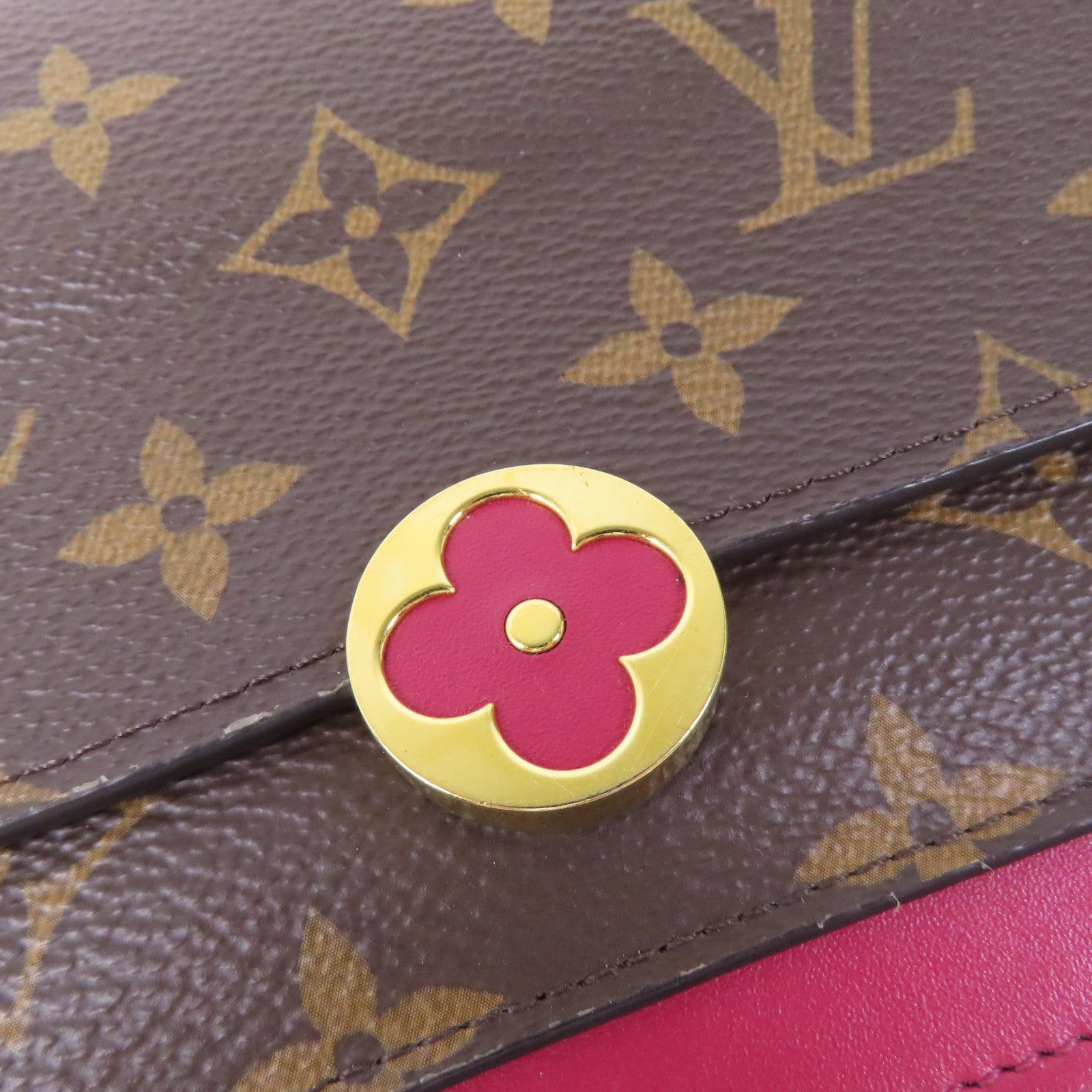 LOUIS VUITTON Monogram Portefeuille Flore金扣鏈帶肩背袋