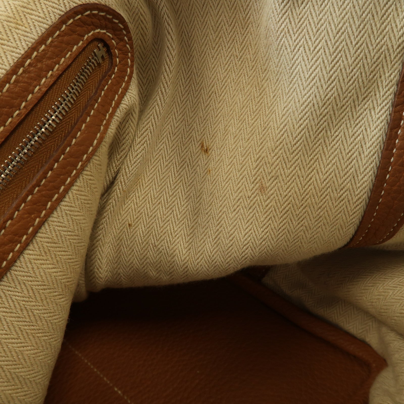 HERMES GHW Garden Party GM Handbag Negonda Leather Brown