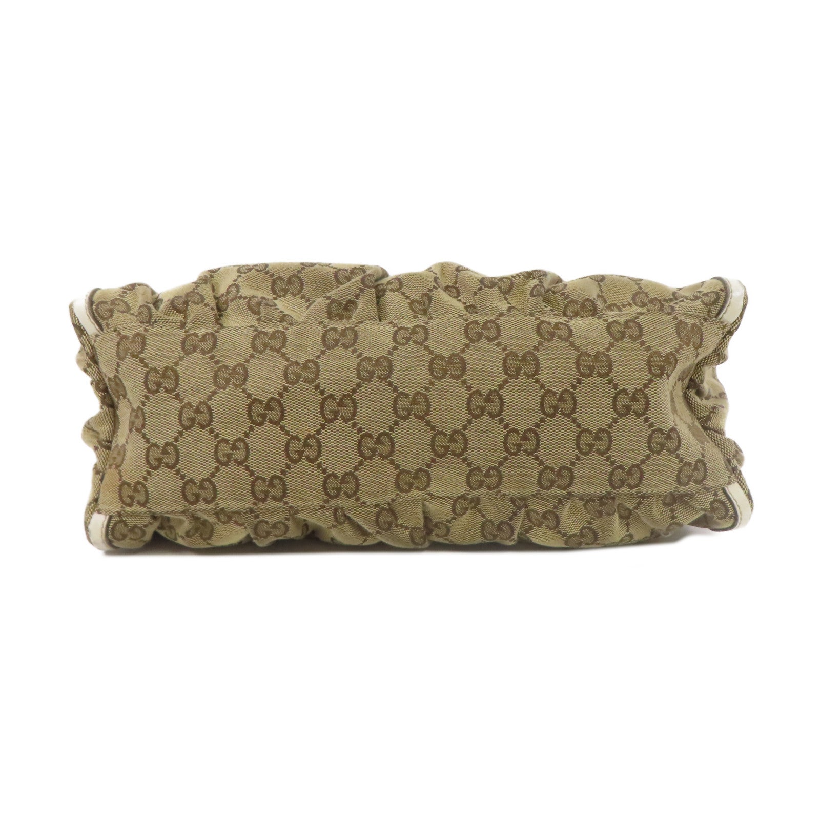 GUCCI 【激減優惠】帆布Shoulder Bag金扣肩背袋啡色/白色