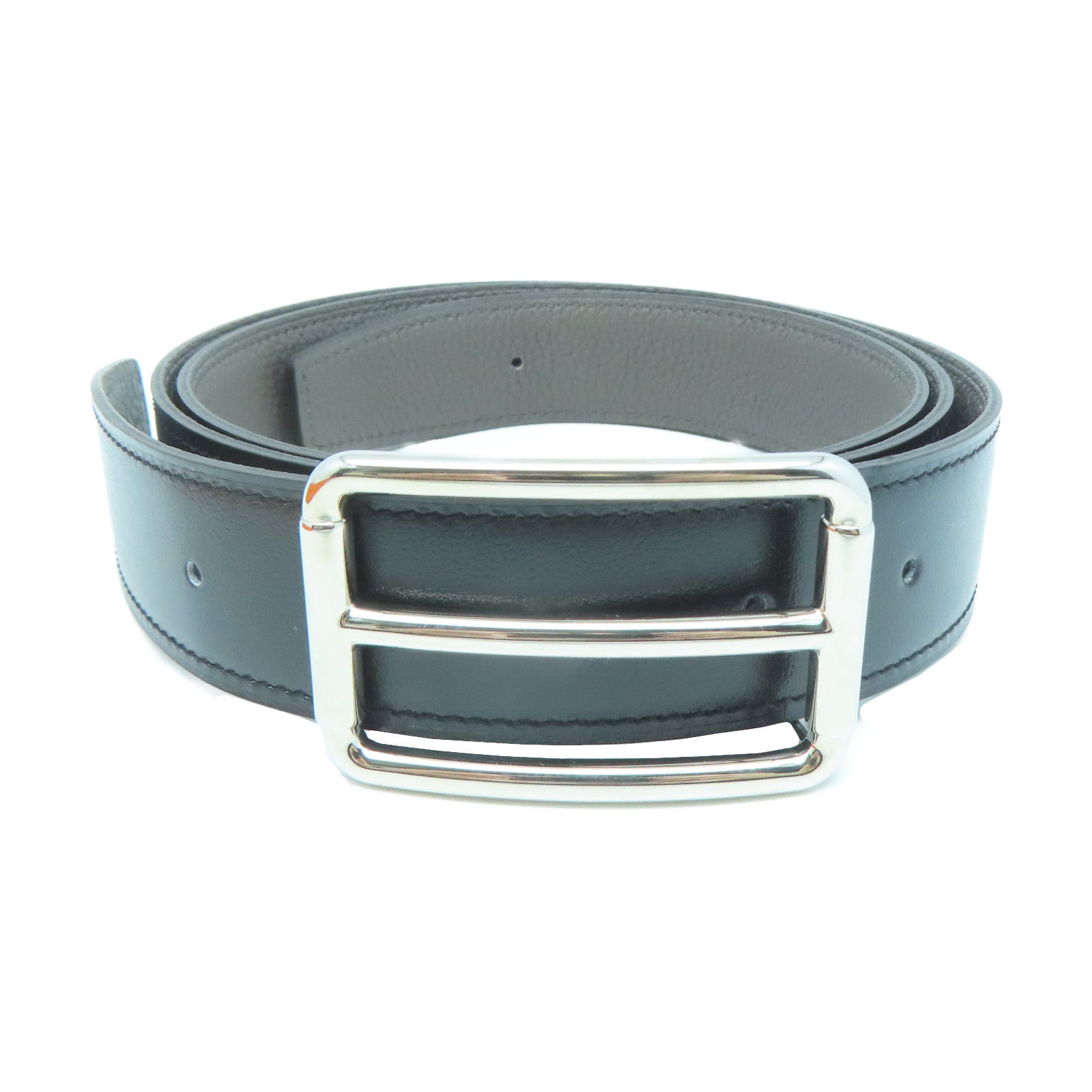 HERMES 【激減優惠】Swift皮革/Epsom皮革Belt 110cm銀扣黑色/灰色