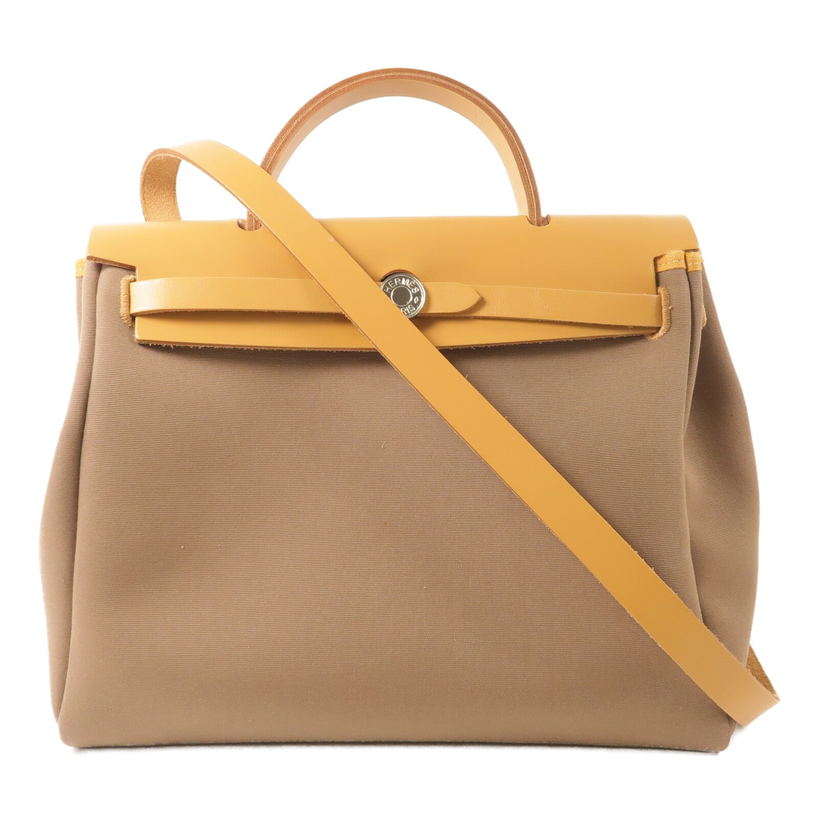 HERMES 帆布Herbag PM手挽肩背兩用袋Etoupe/Natural Sable