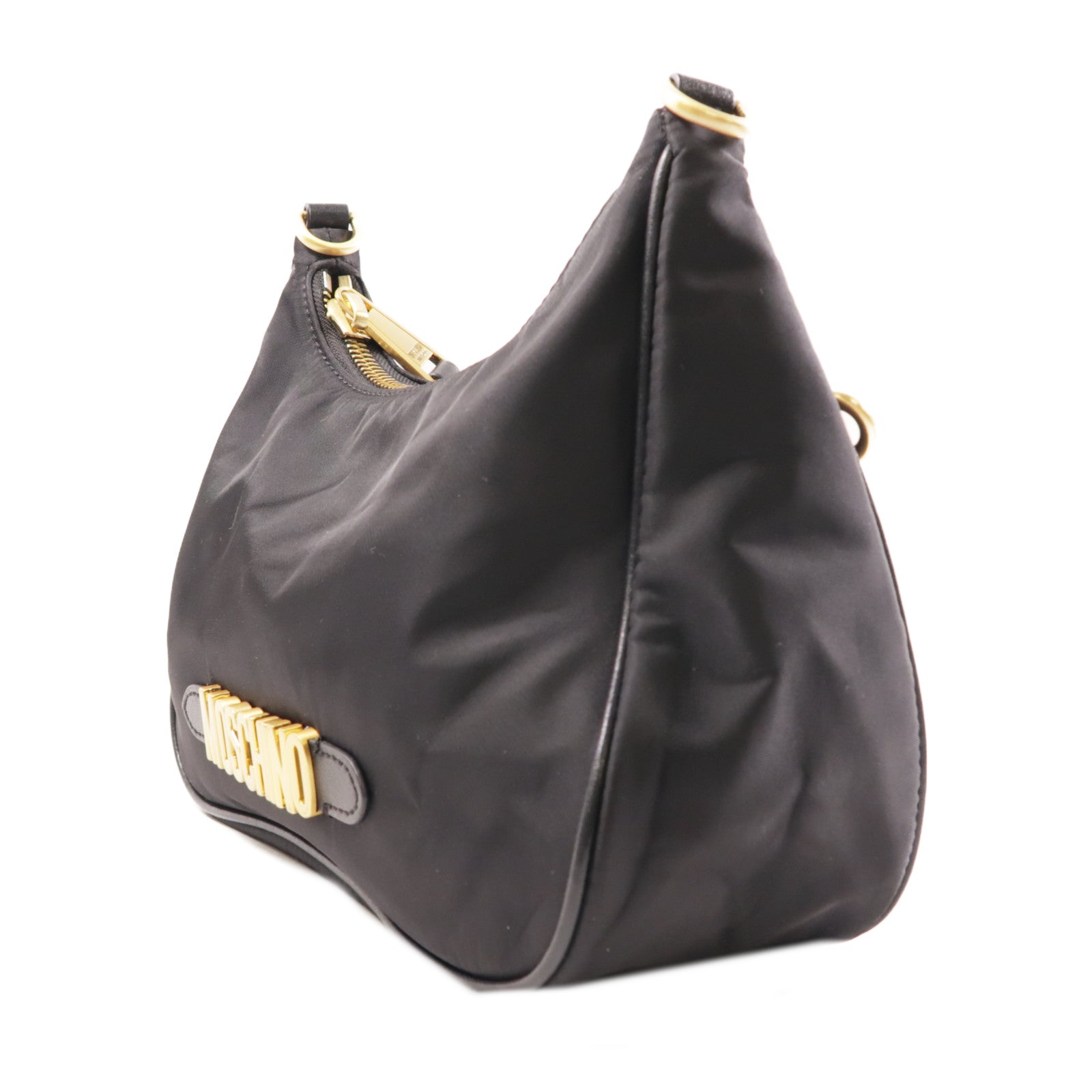 MOSCHINO 尼龍Shoulder Bag金扣肩背袋黑色