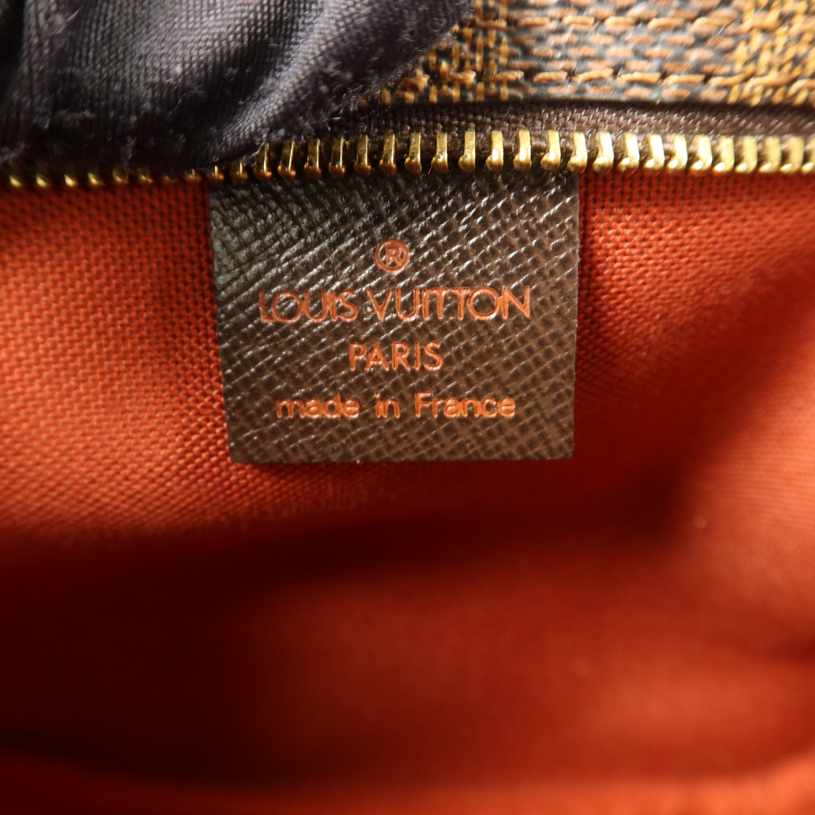 LOUIS VUITTON Damier Trousse Makeup Accessory Pouch金扣手挽袋棕色