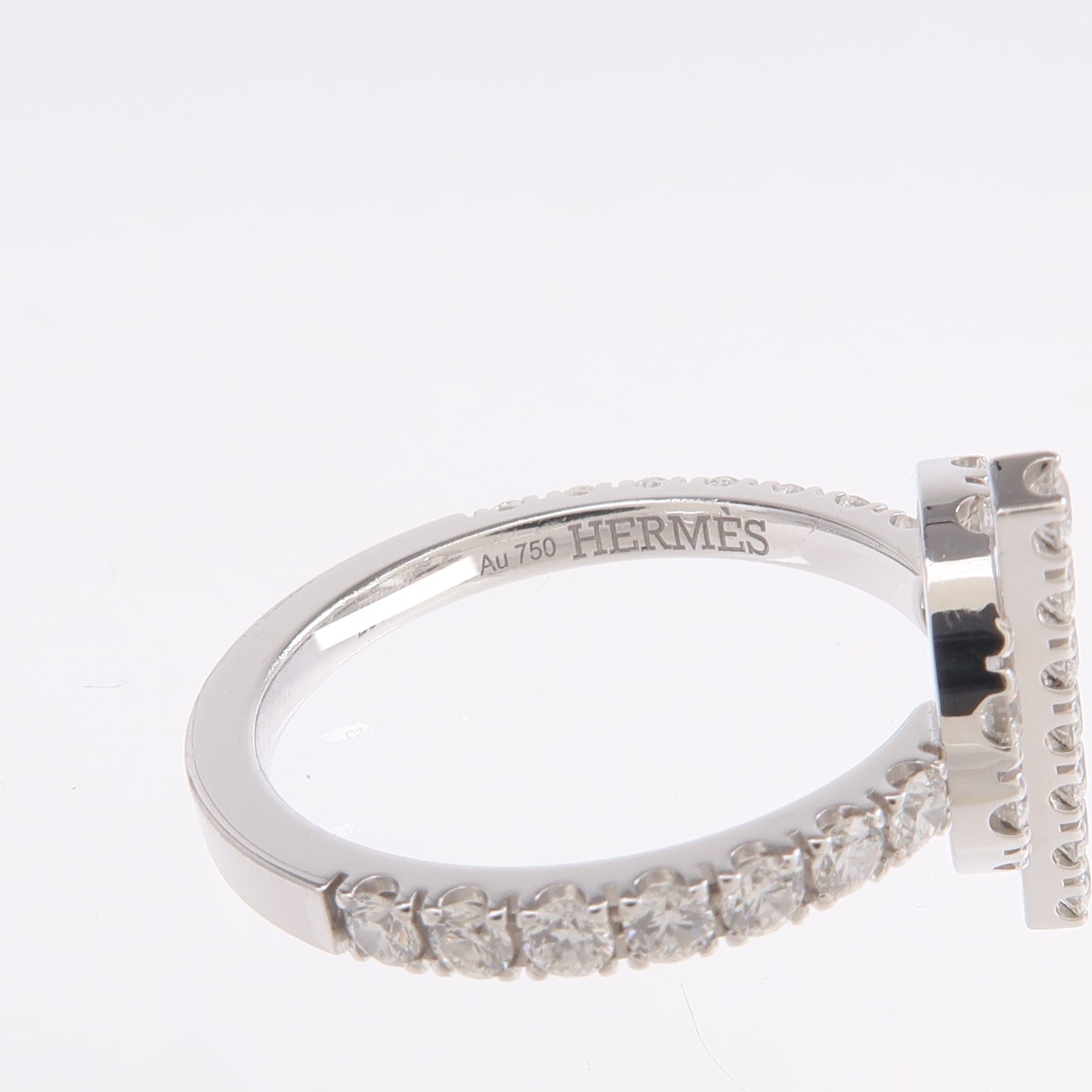 HERMES 18K白金Finesse Ring鑽石戒指Hermes#53/US#6.5