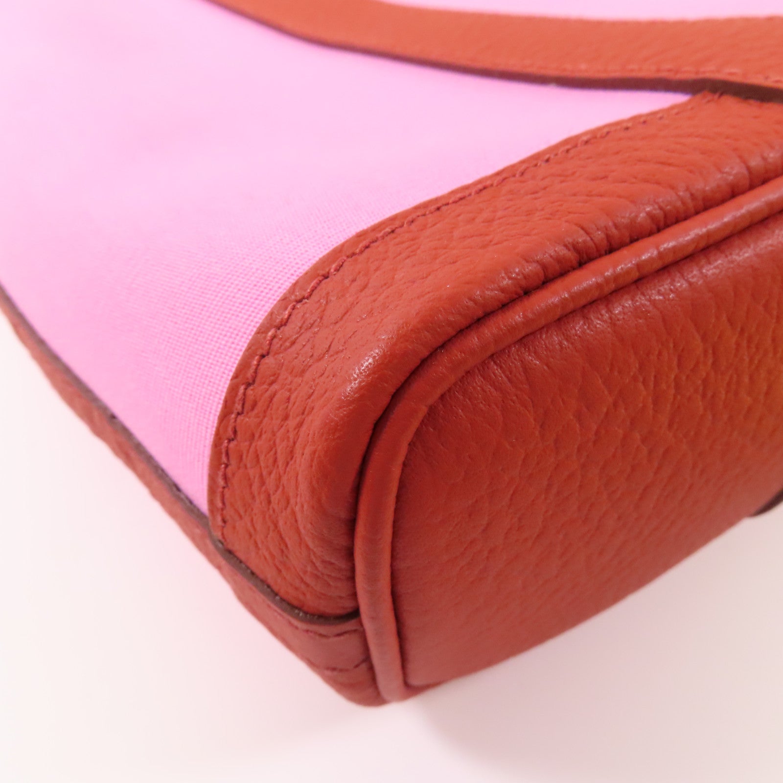 HERMES 【激減優惠】帆布Garden File PM銀扣手挽肩背兩用袋Rouge Duchesse