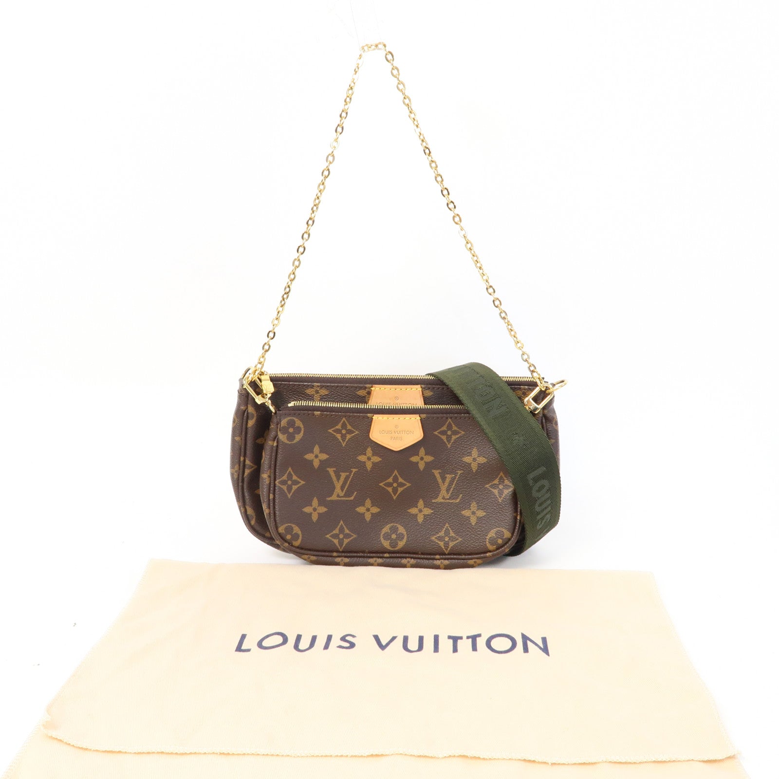 LOUIS VUITTON Monogram Multi Pochette Accessoires金扣肩背袋啡色