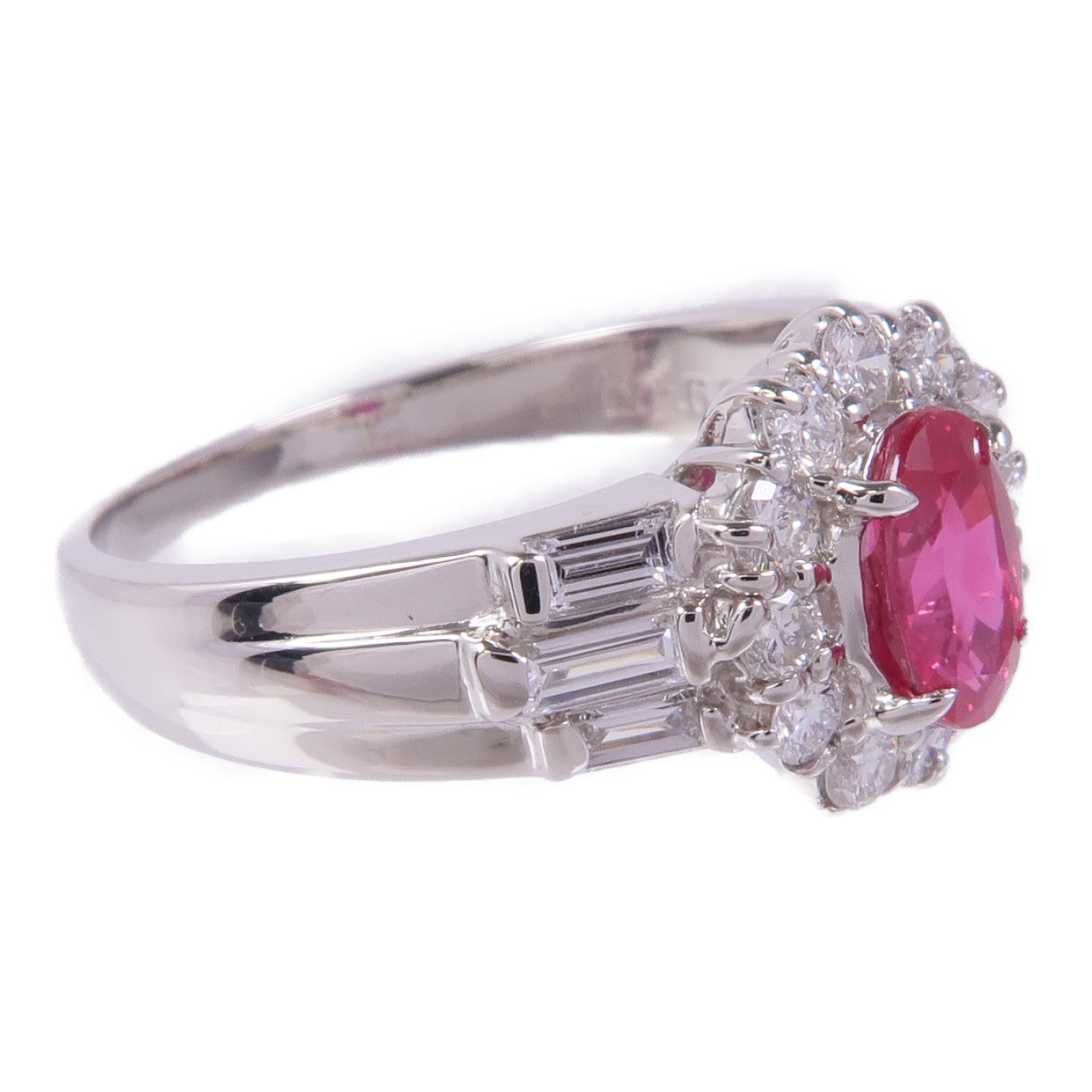 JEWELRY PT900鉑金Ruby Diamond Ring紅寶石/鑽石戒指US#7.25