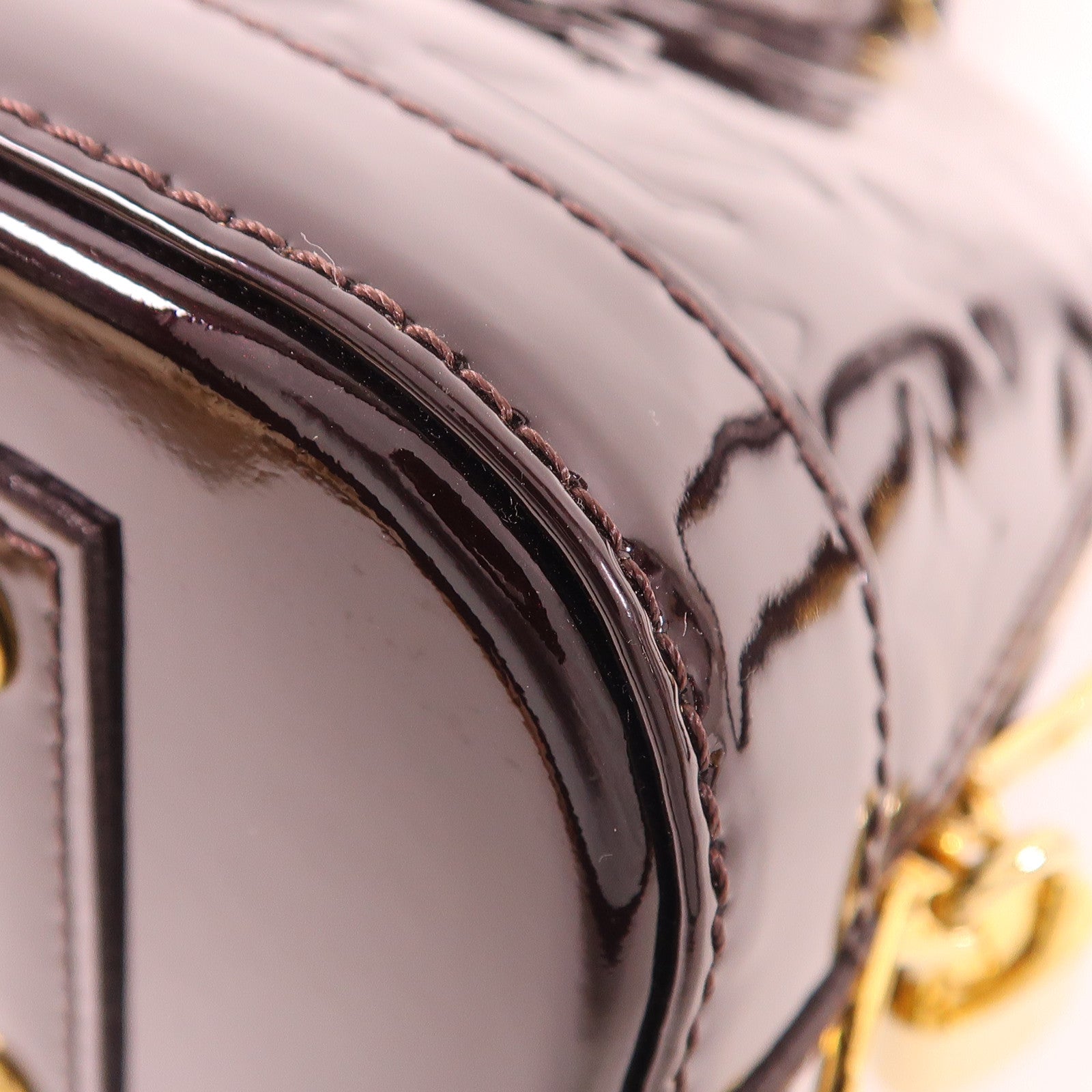 LOUIS VUITTON Vernis Alma BB金扣手挽肩背兩用袋酒紅色