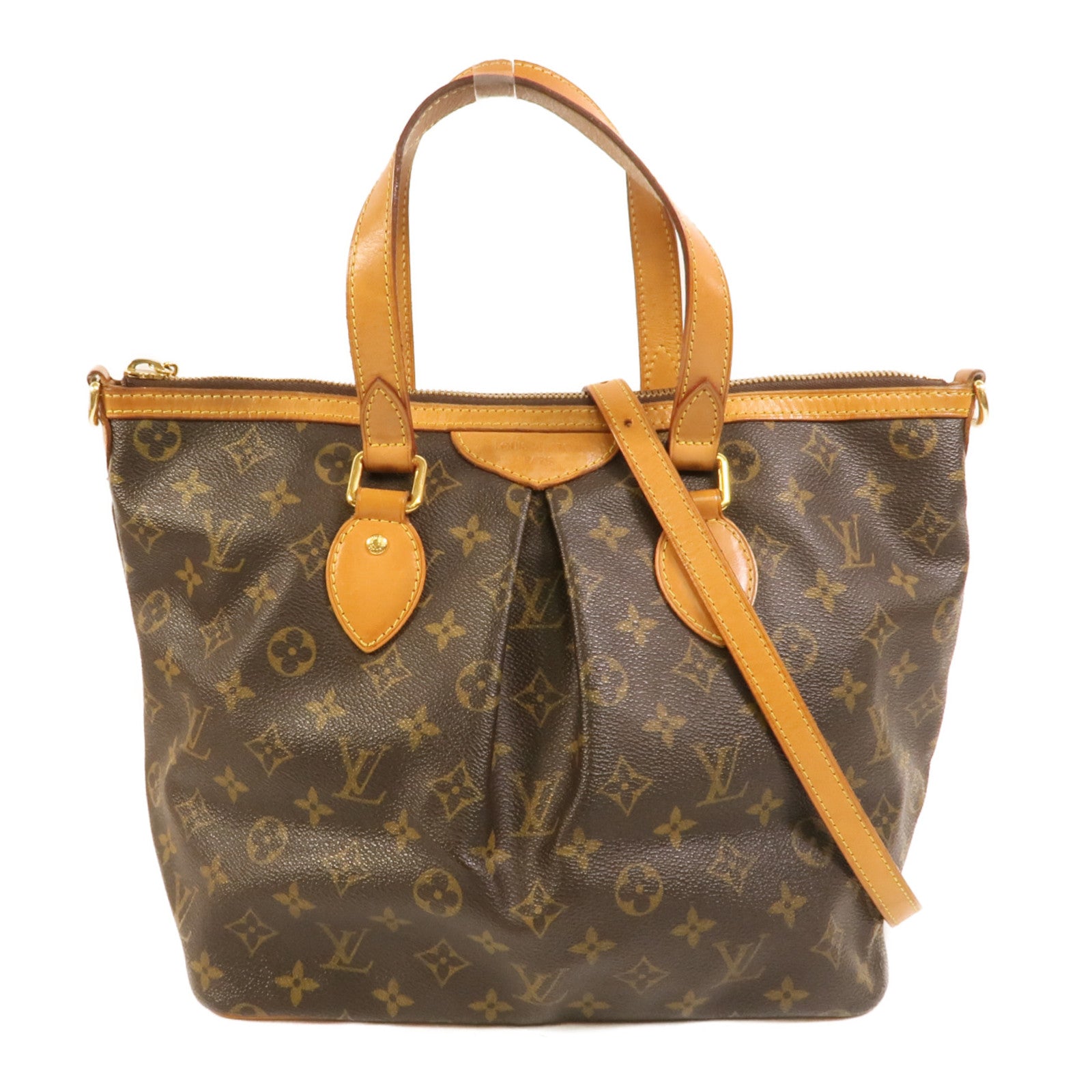 LOUIS VUITTON Monogram Palermo PM金扣手挽肩背兩用袋棕色