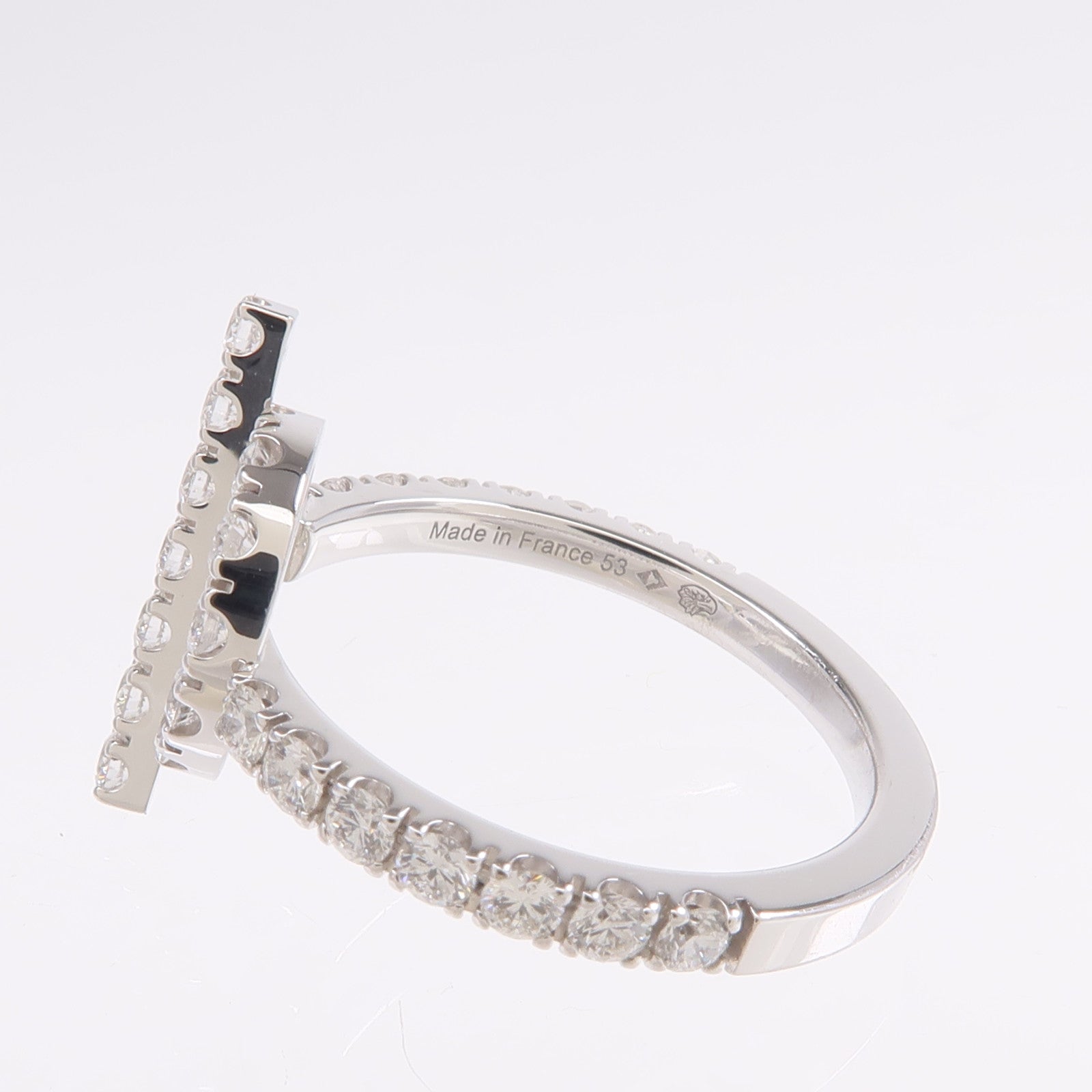 HERMES 18K白金Finesse Ring鑽石戒指Hermes#53/US#6.5