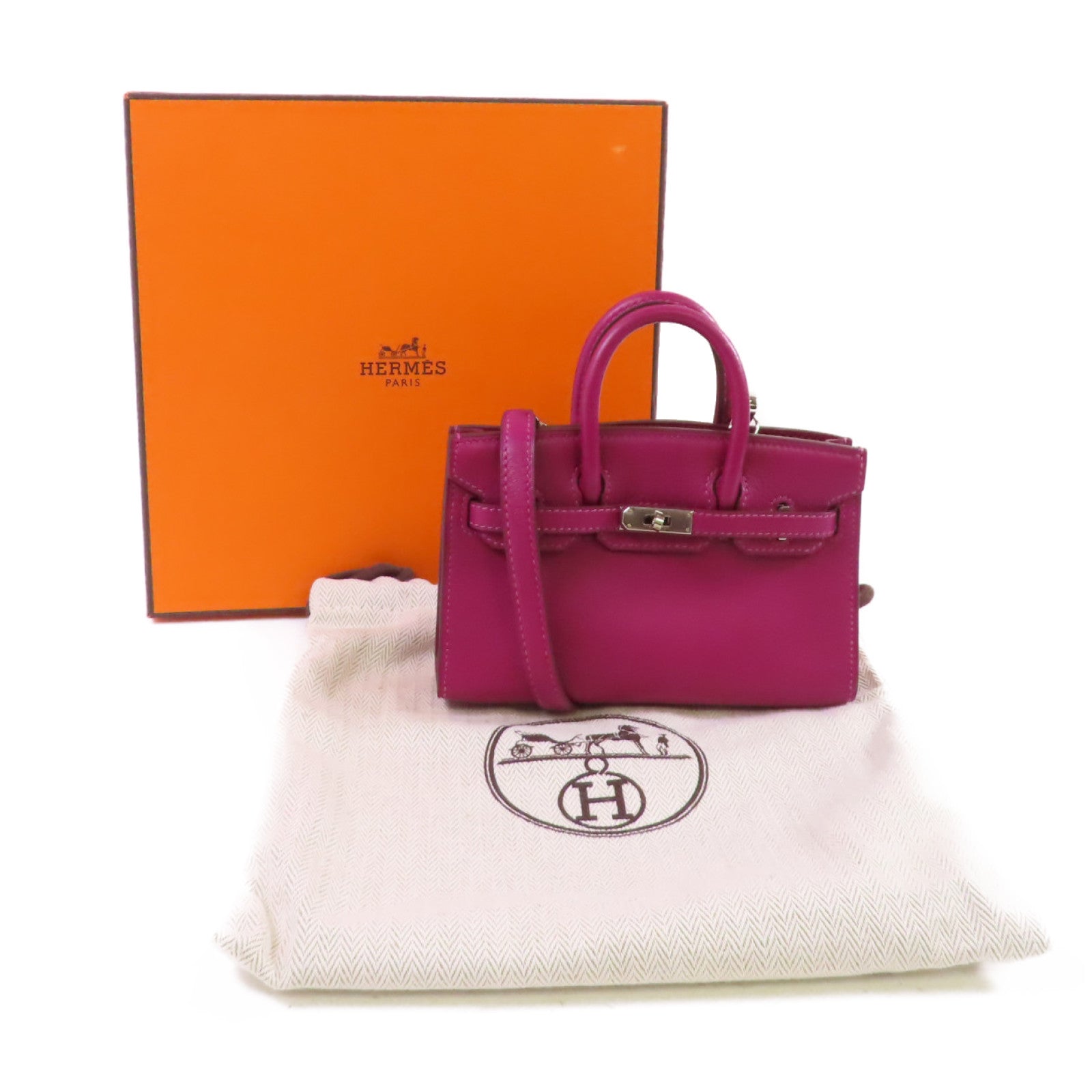 HERMES Swift皮革Tiny Birkin Shoulder Bag金扣肩背袋K5 Tosca/桃紫色