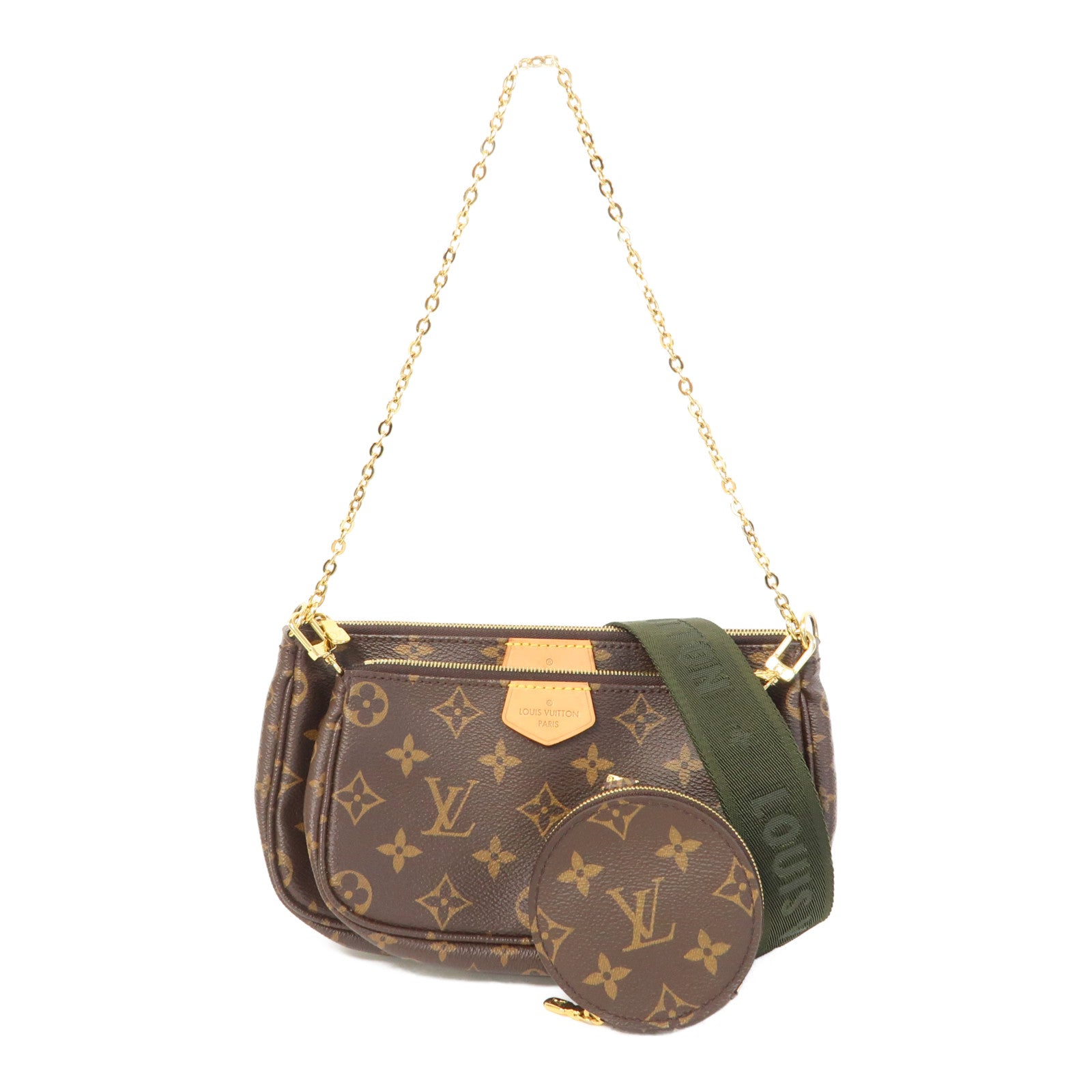 LOUIS VUITTON Monogram Multi Pochette Accessoires金扣肩背袋啡色