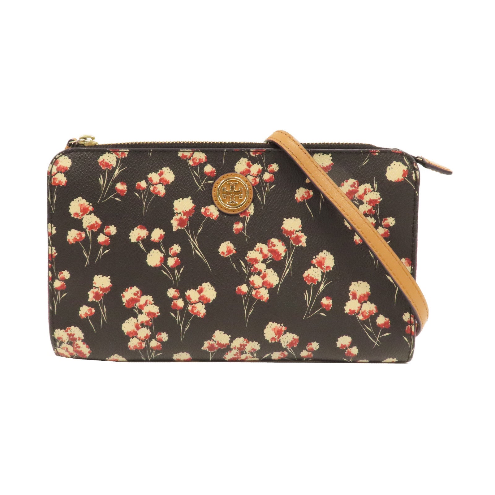 Tory Burch 【激減優惠】塗層帆布Shoulder Bag金扣肩背袋黑色/紅色/白色