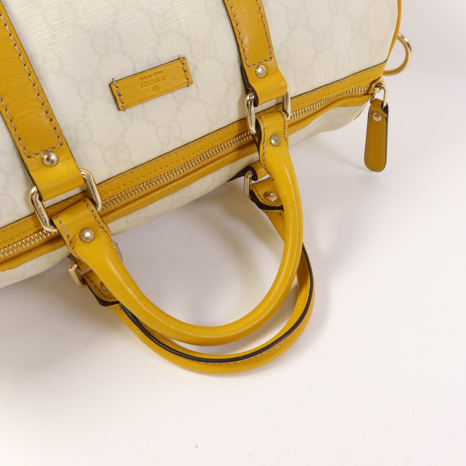 GUCCI 塗層帆布Boston Bag金扣手挽袋