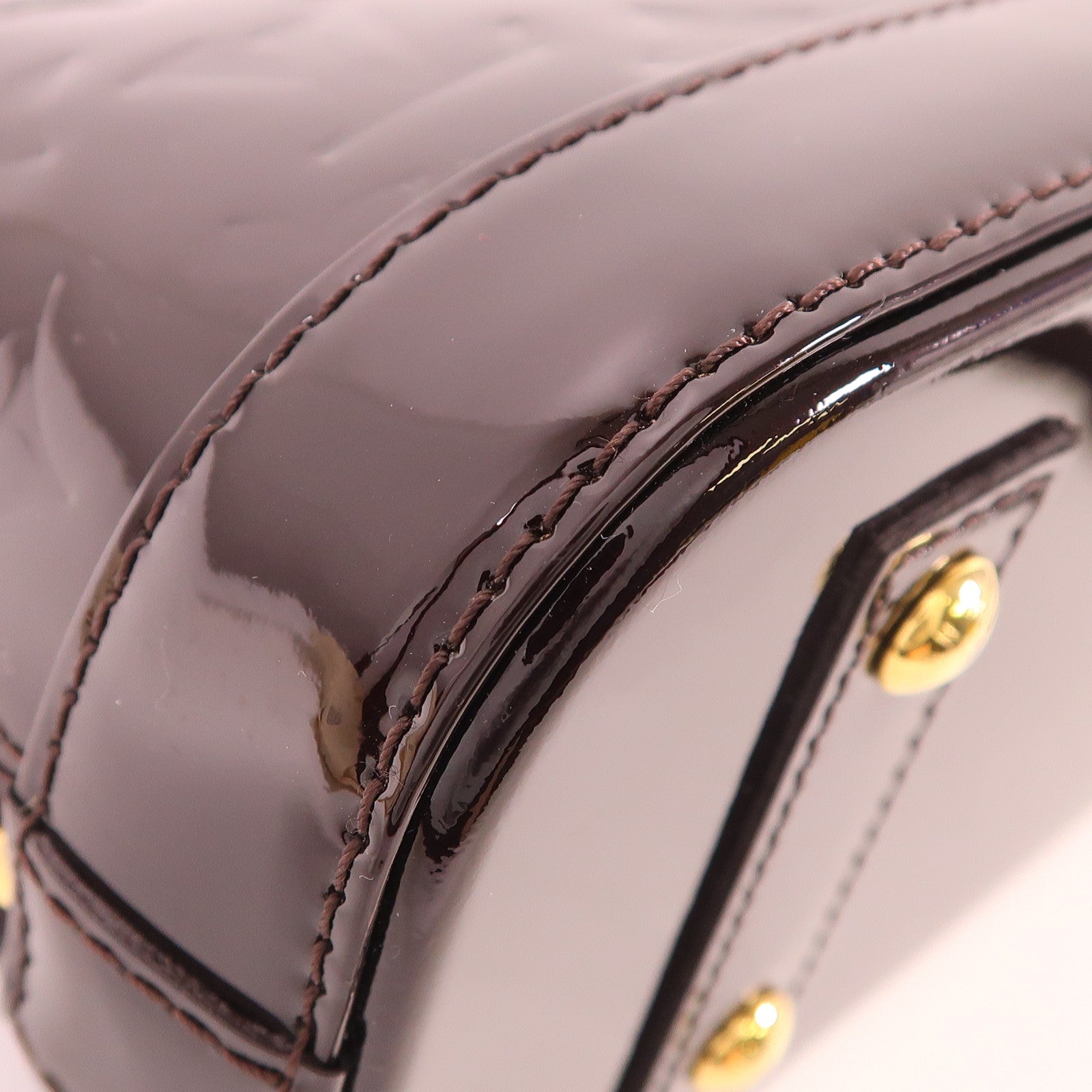 LOUIS VUITTON Vernis Alma BB金扣手挽肩背兩用袋酒紅色