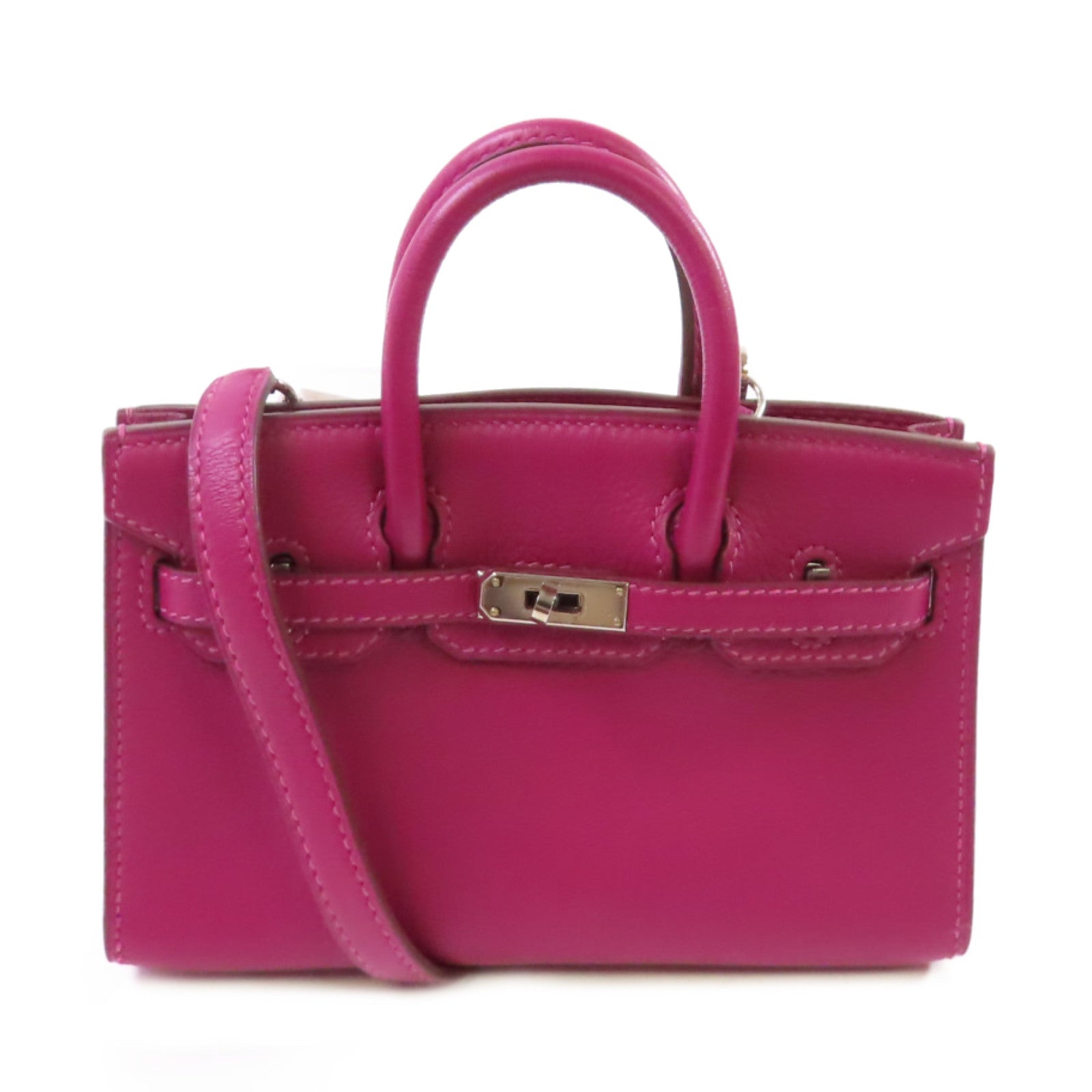 HERMES Swift皮革Tiny Birkin Shoulder Bag金扣肩背袋K5 Tosca/桃紫色