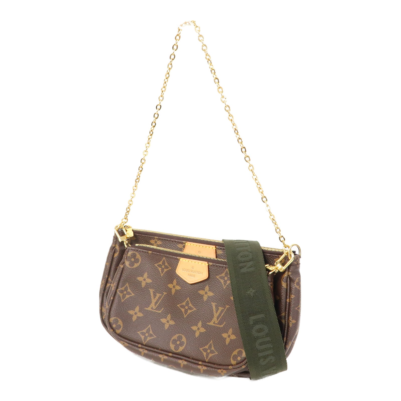 LOUIS VUITTON Monogram Multi Pochette Accessoires金扣肩背袋啡色