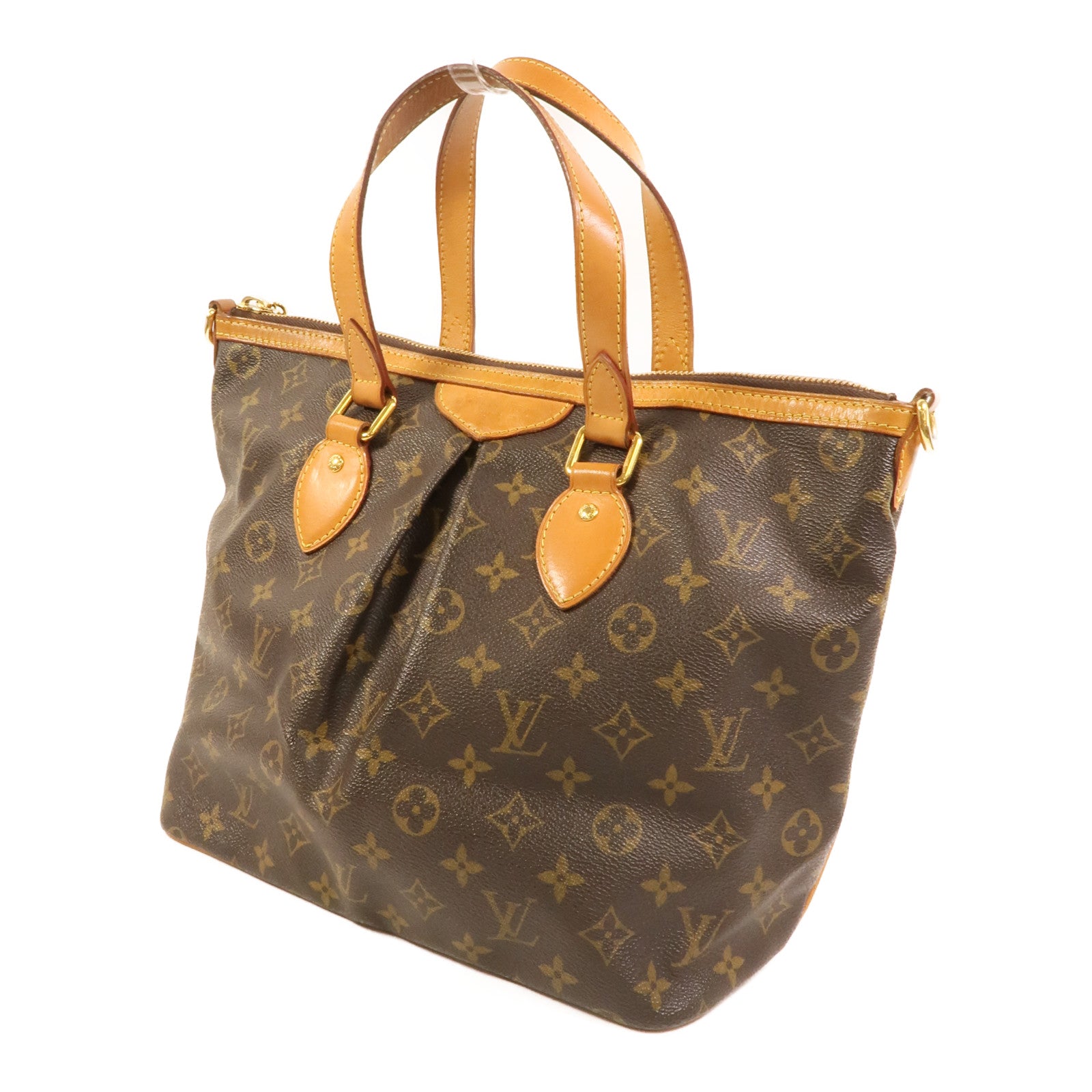 LOUIS VUITTON Monogram Palermo PM金扣手挽肩背兩用袋棕色