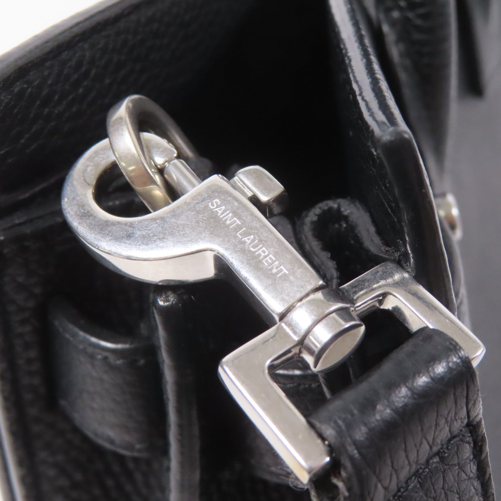 SAINT LAURENT 牛皮皮革Sac De Jour Souple銀扣手挽肩背兩用袋