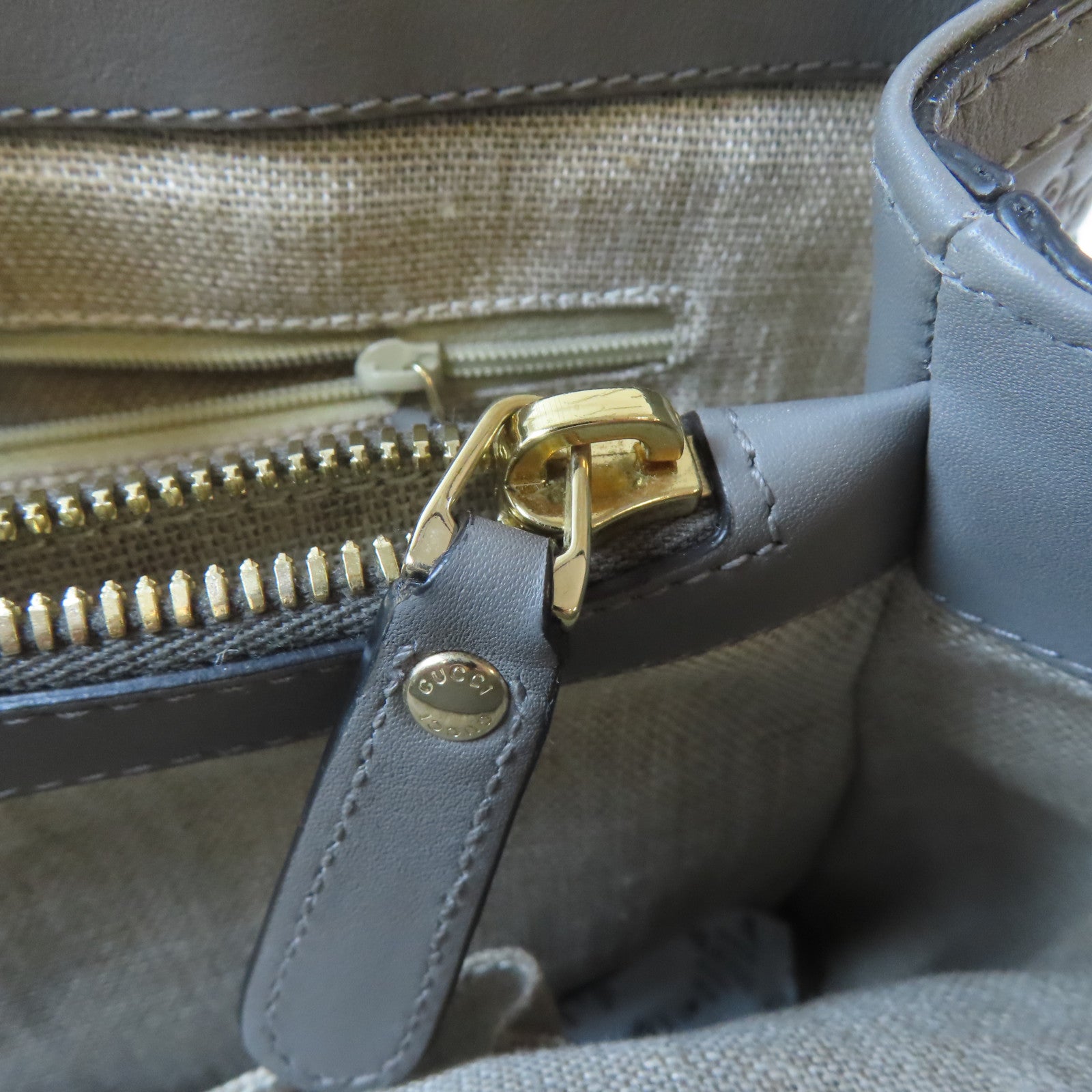 GUCCI 牛皮皮革Guccissima金扣手挽肩背兩用袋灰色