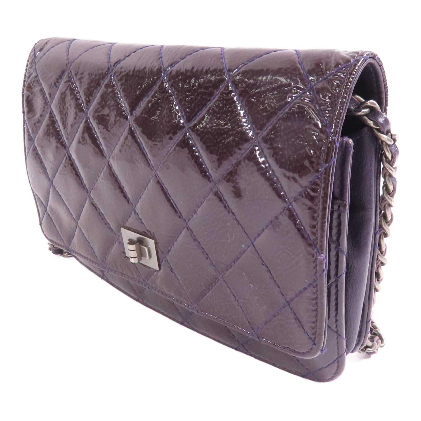 CHANEL 漆皮皮革2.55 Wallet On Chain鏈帶肩背袋